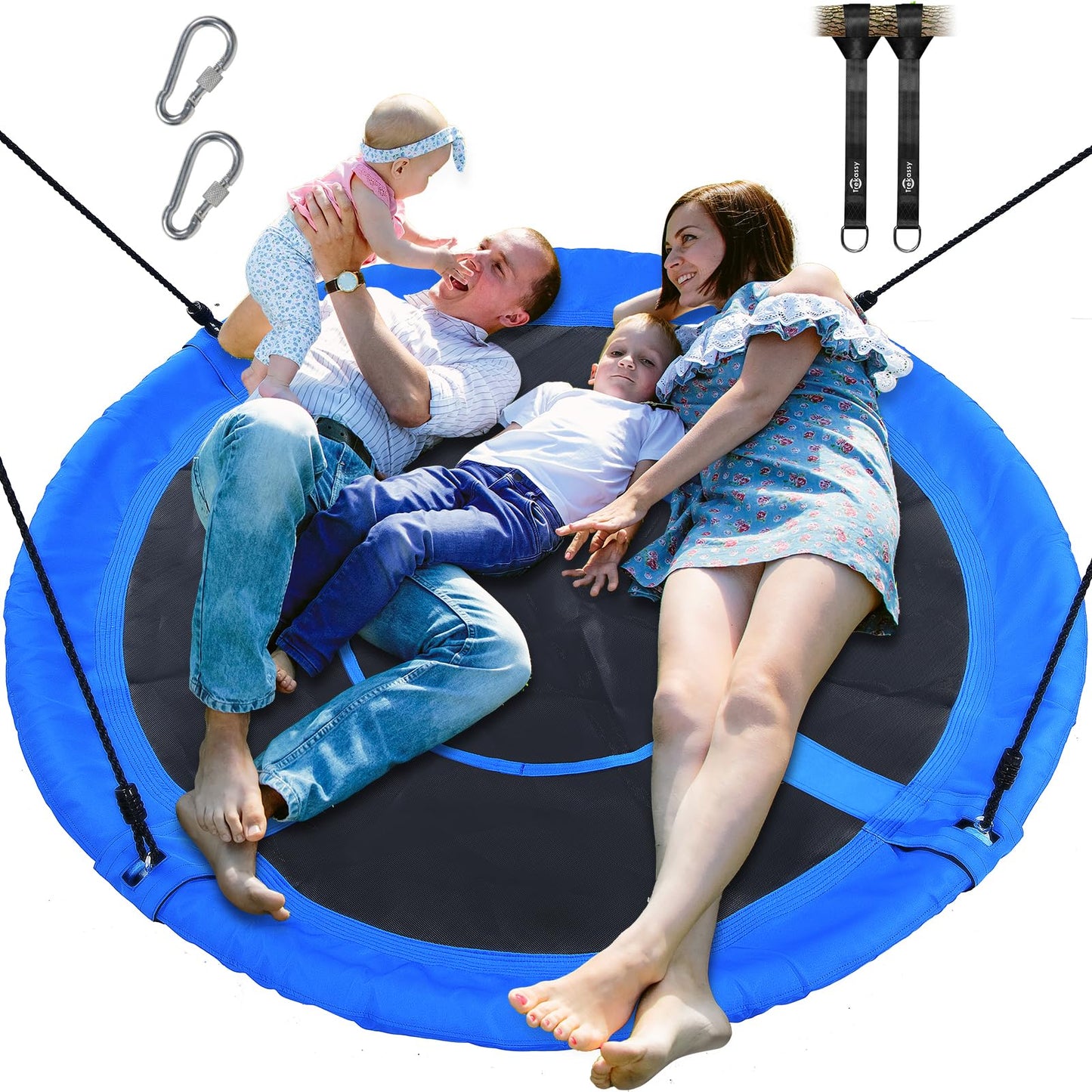 Trekassy 60-inch Large Saucer Tree Swing for Kids & Adults – 700 lb Capacity, 900D Oxford Waterproof, 2 Straps