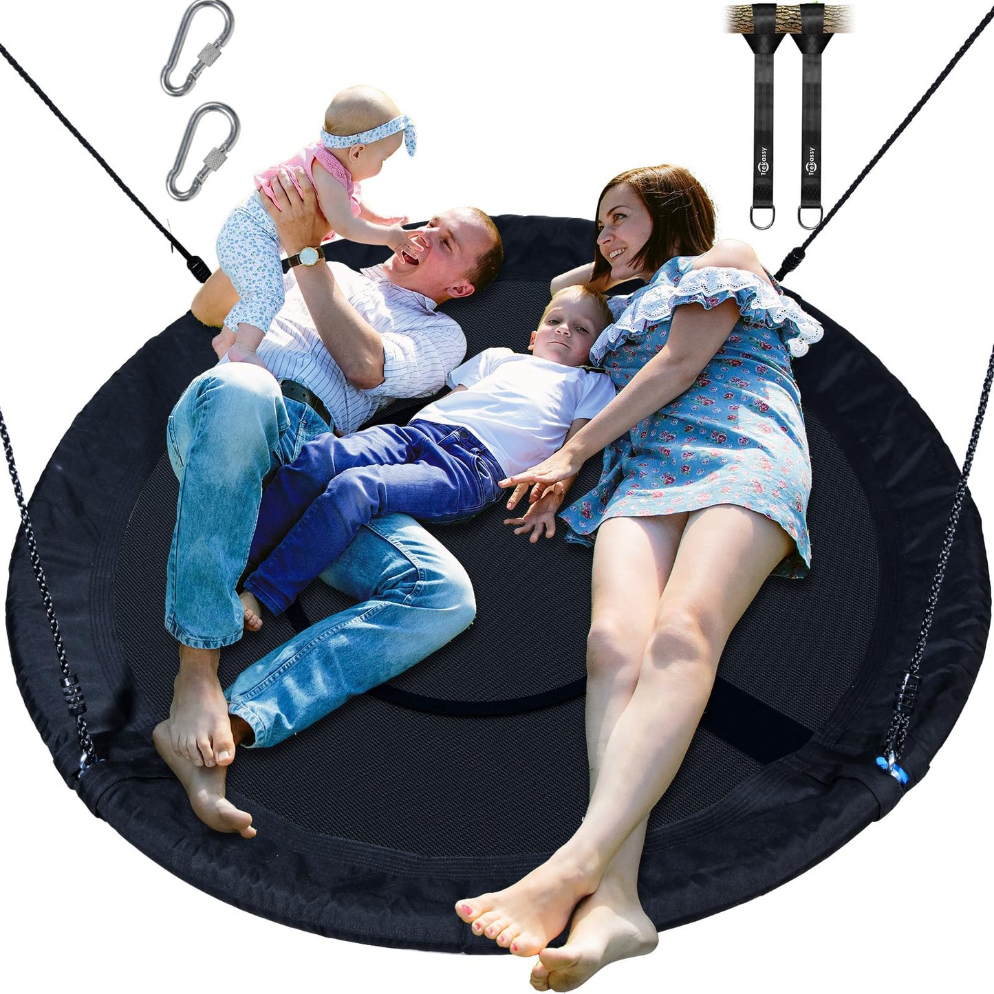 Trekassy 60-inch Large Saucer Swing for Kids and Adults – 900D Oxford Waterproof with 2 Straps