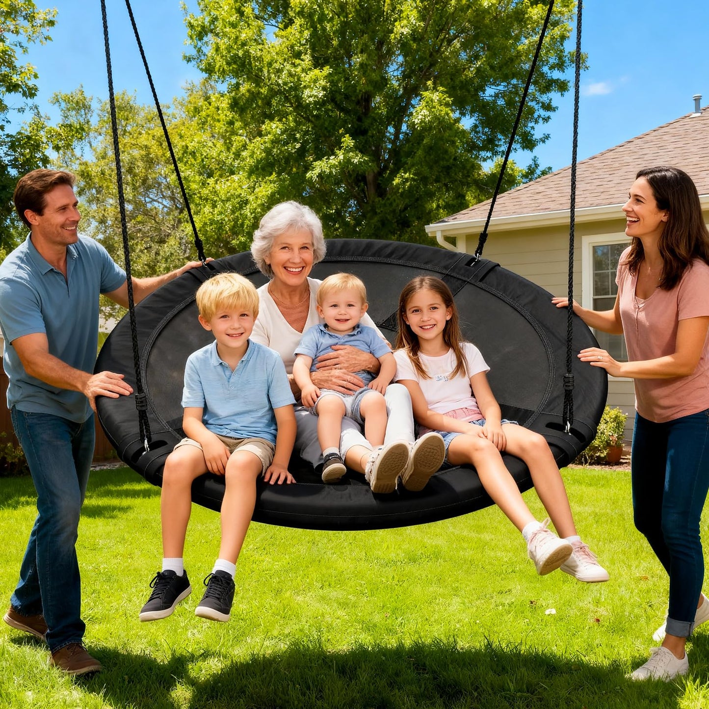 Trekassy 60-inch Large Saucer Swing for Kids and Adults – 900D Oxford Waterproof with 2 Straps