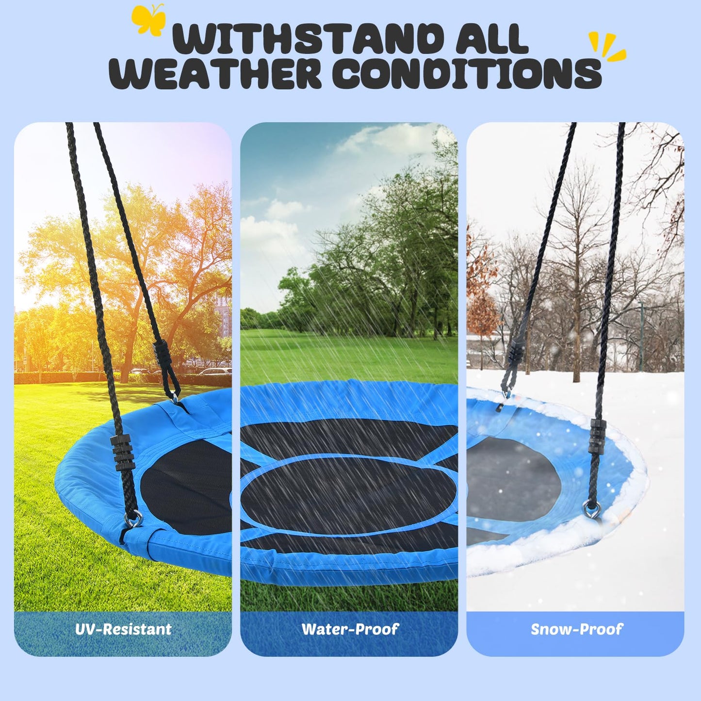 Trekassy 60-inch Large Saucer Tree Swing for Kids & Adults – 700 lb Capacity, 900D Oxford Waterproof, 2 Straps