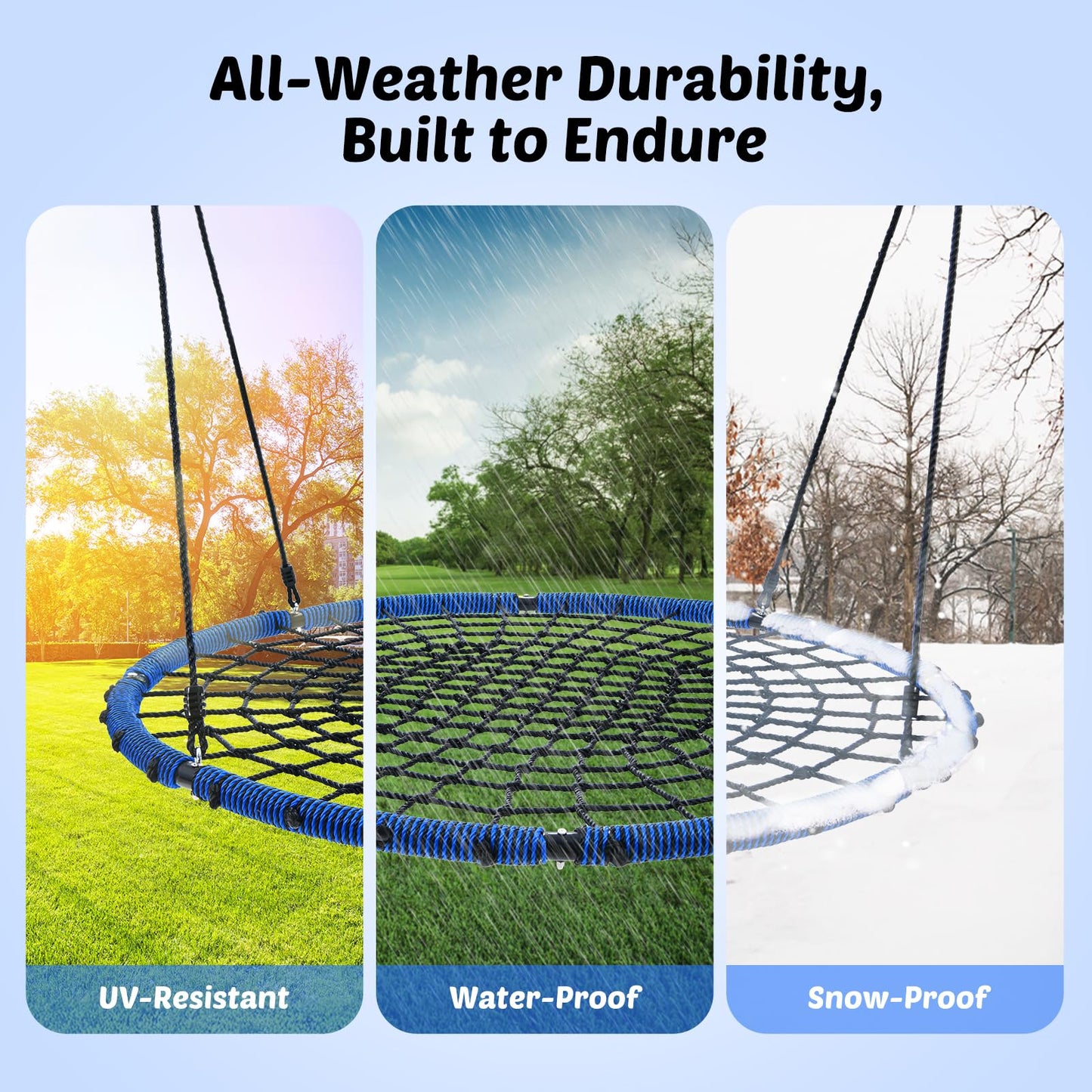 Trekassy 60" Large Spider Web Saucer Tree Swing – 750lbs Heavy-Duty Outdoor Net Swing