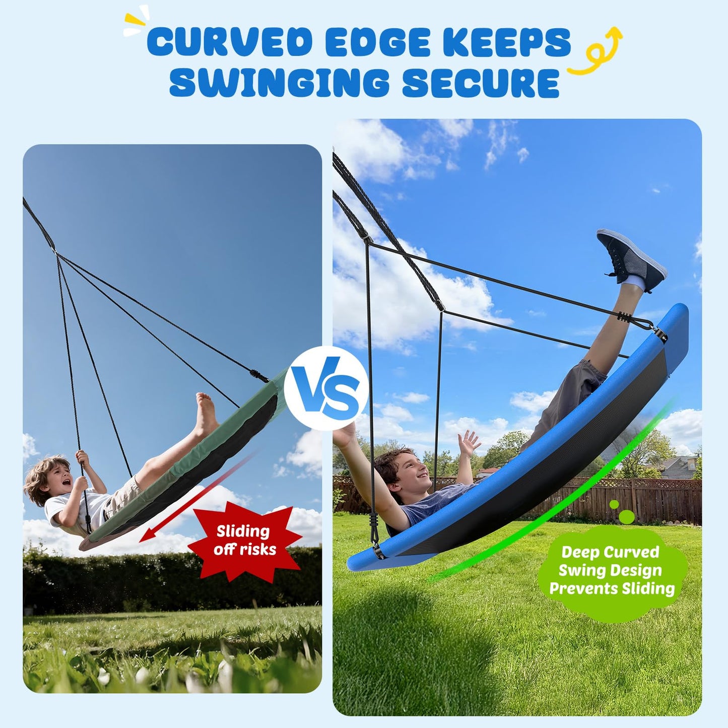 Trekassy 700lb Giant 60-inch Skycurve Platform Tree Swing Blue | Family Fun for Kids & Adults
