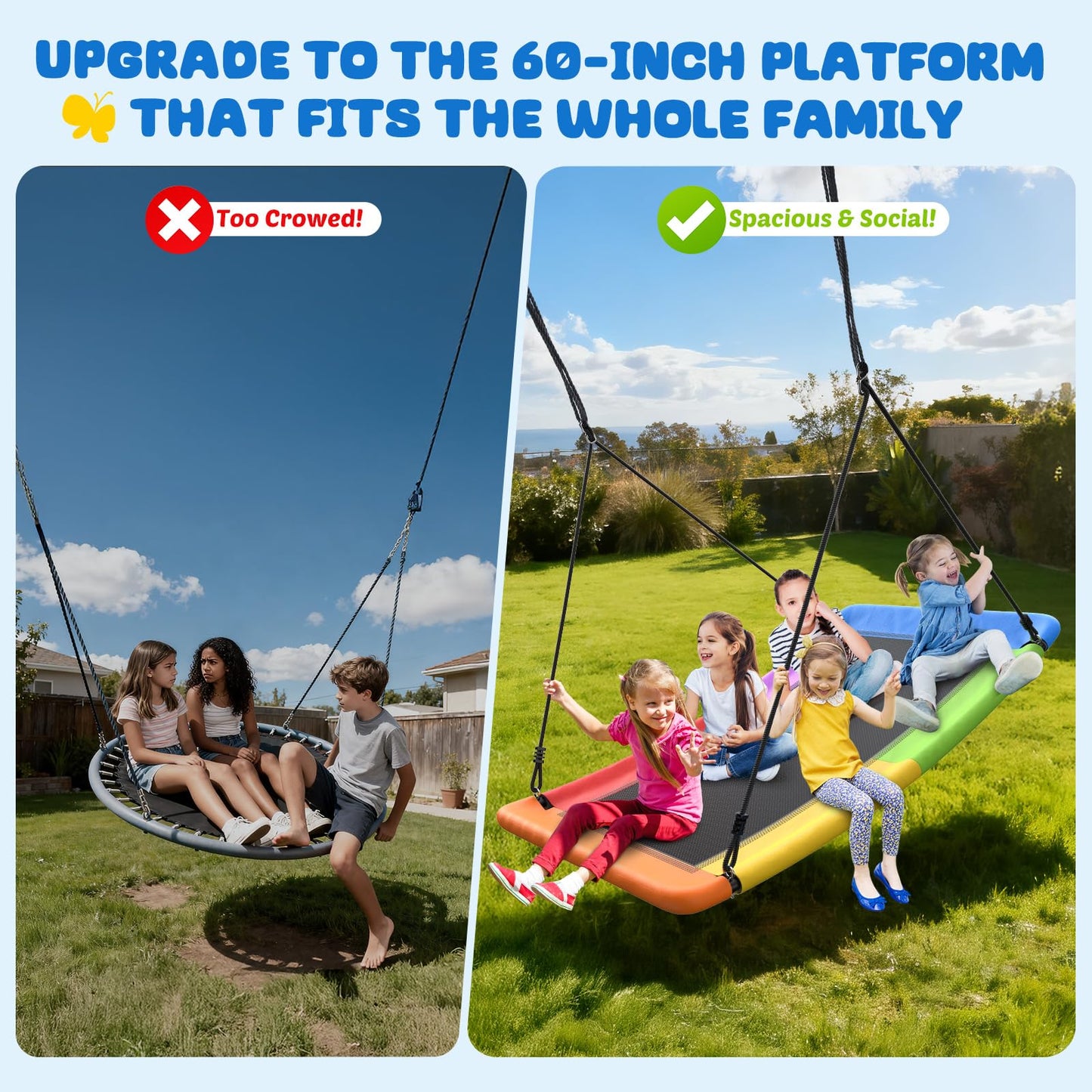 Trekassy 700lb Skycurve Platform Tree Swing – 60-inch for Kids & Adults