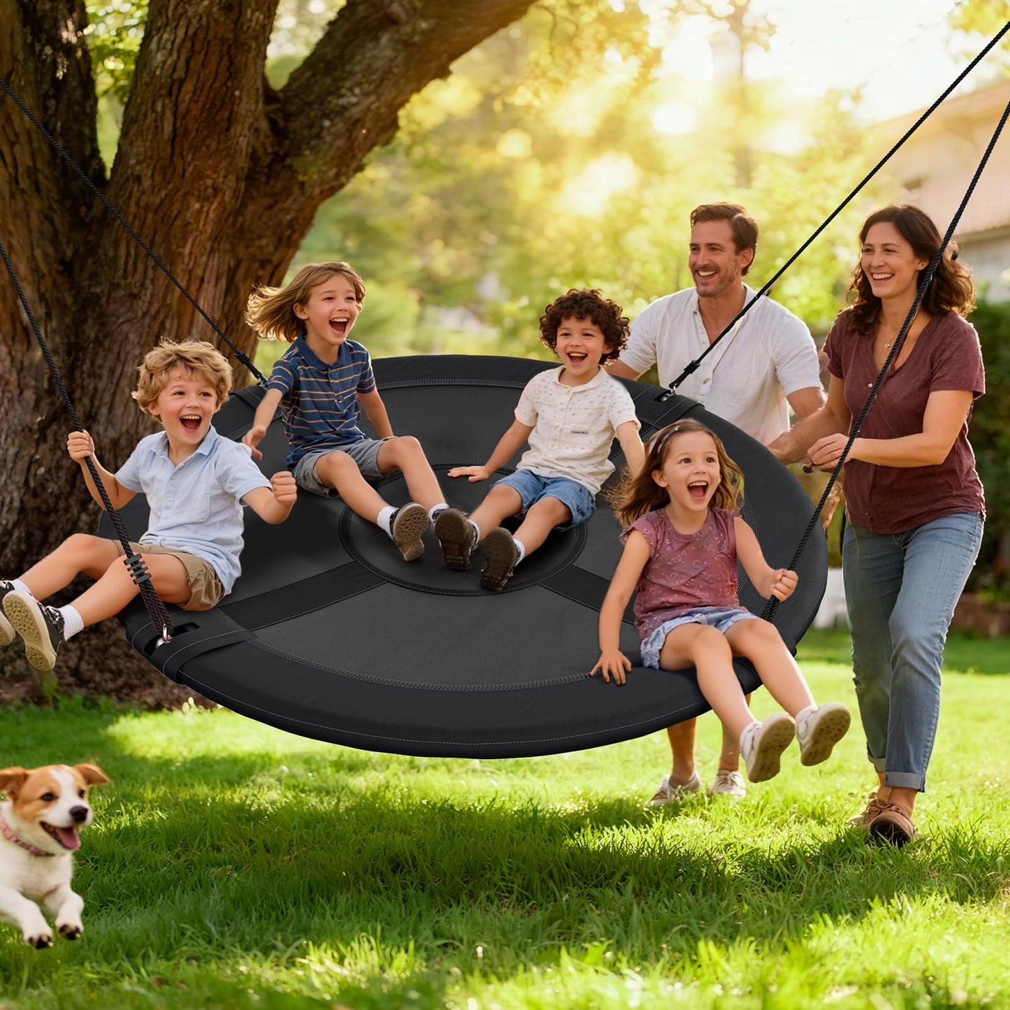 Trekassy 60-inch Large Saucer Swing for Kids and Adults – 900D Oxford Waterproof with 2 Straps