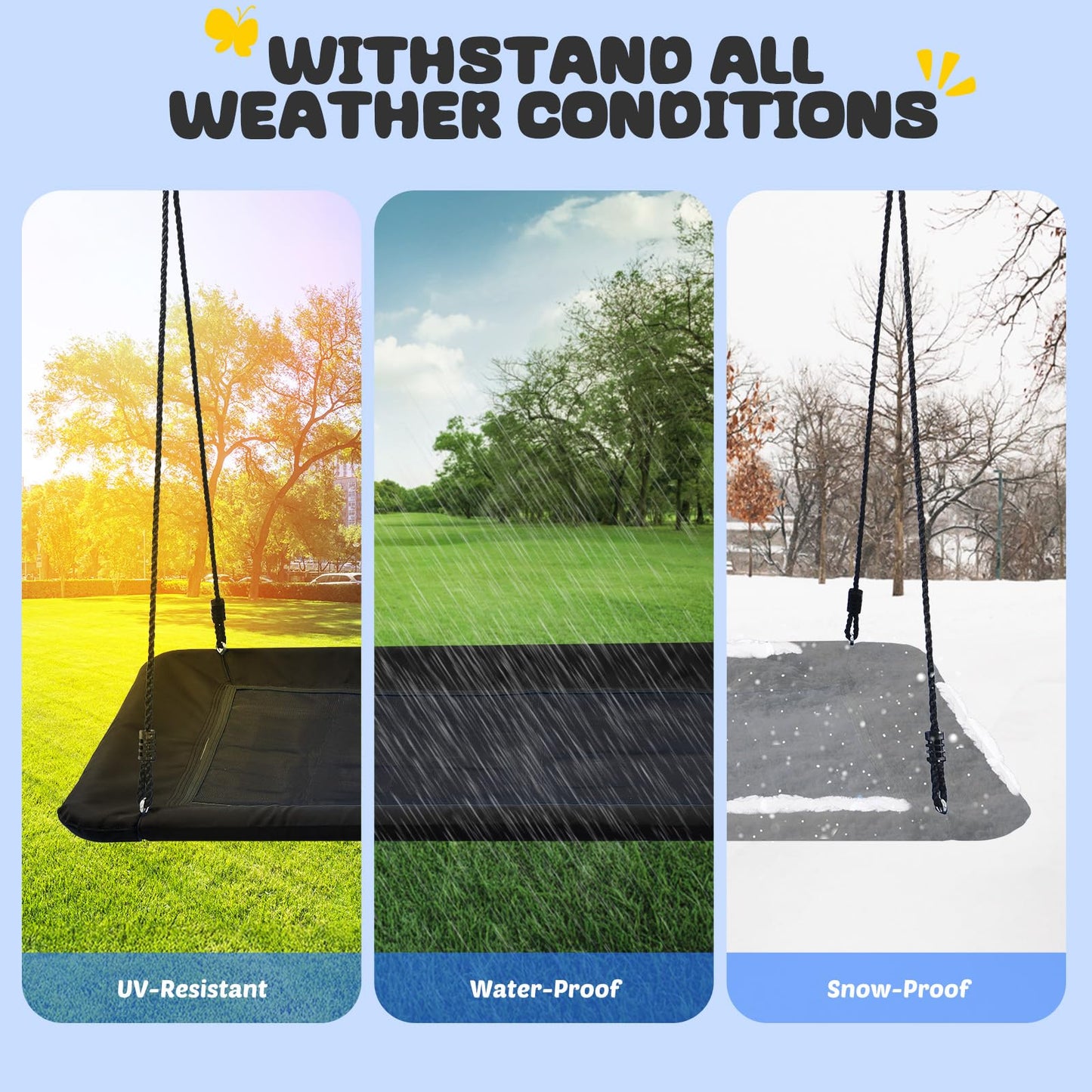 Trekassy 60-Inch Large Rectangle Platform Tree Swing - 700lb Capacity, Waterproof 900D