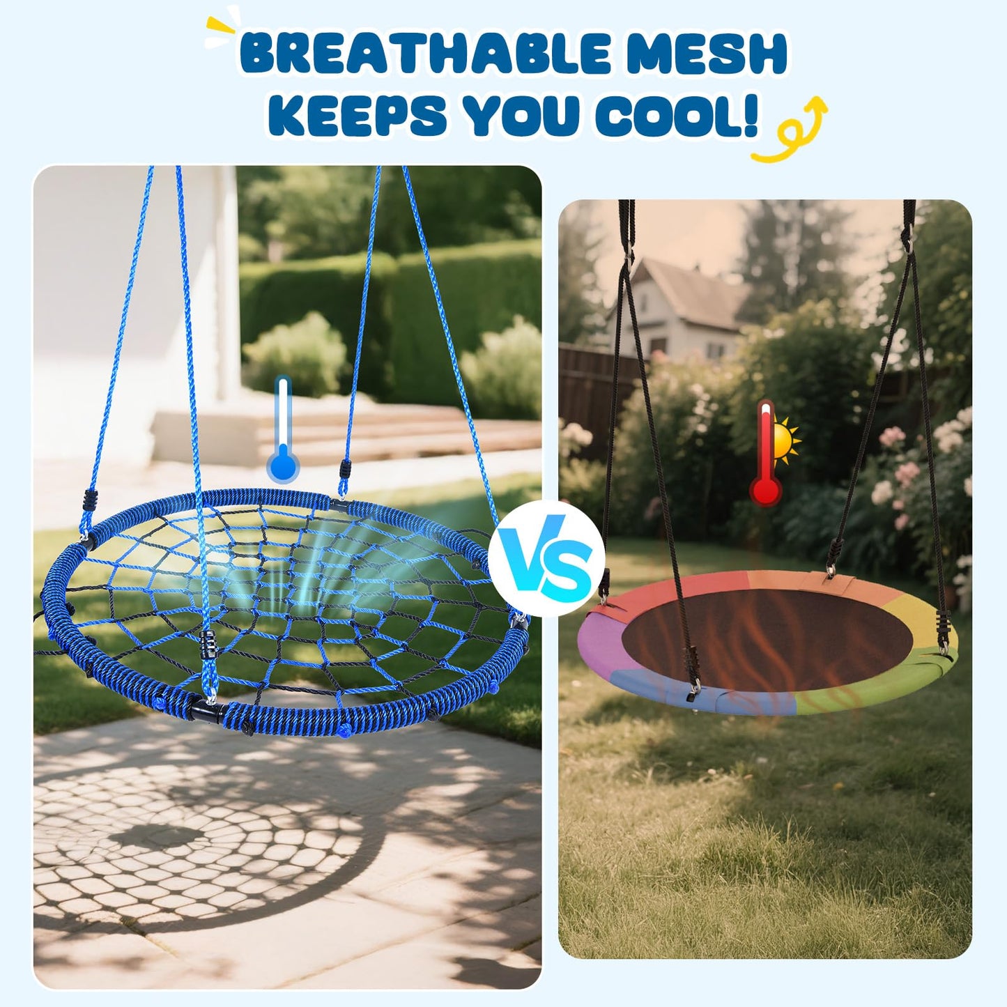 Trekassy 750lbs Spider Web Saucer Tree Swing – 40-inch Outdoor Net Swing with Steel Frame & Straps