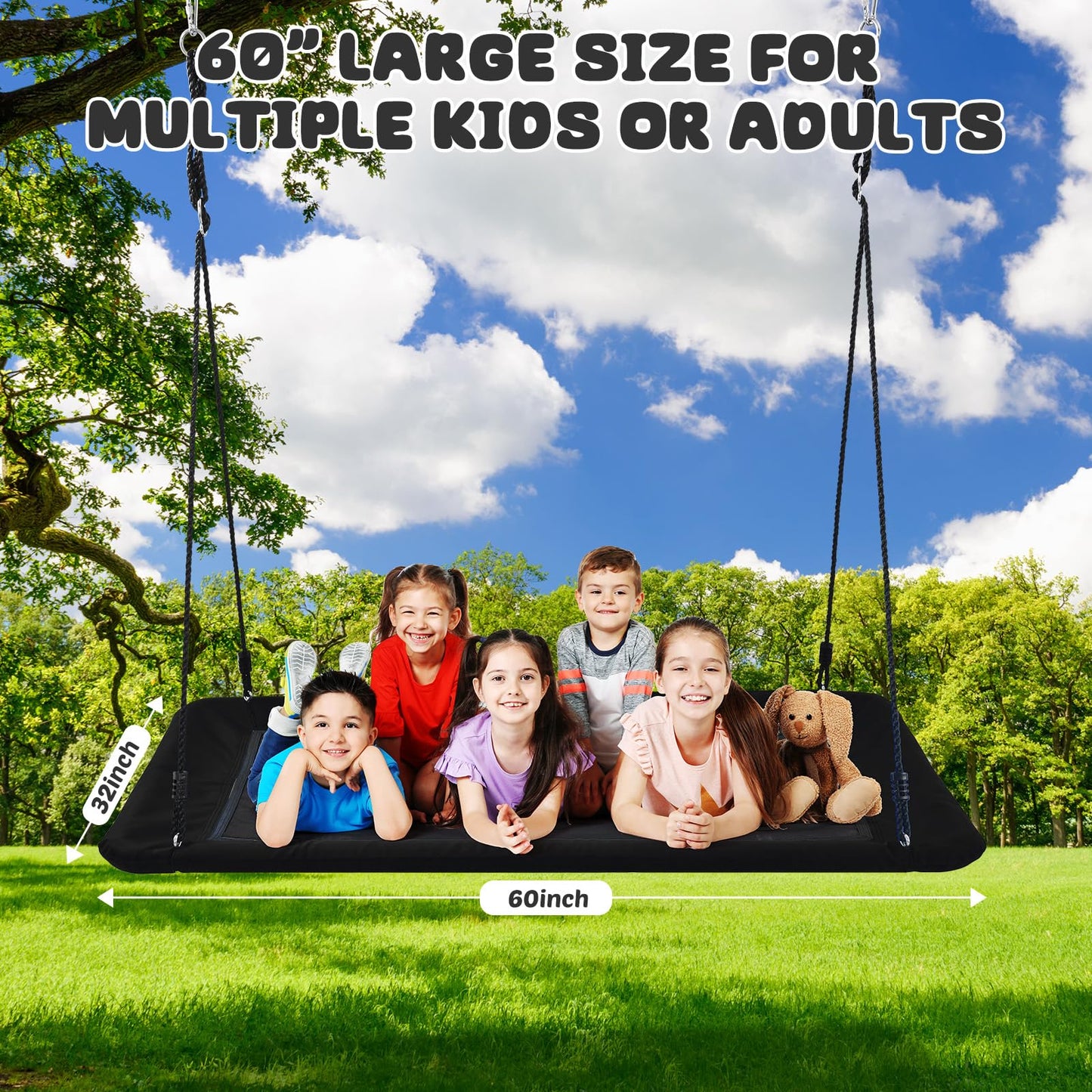 Trekassy 60-Inch Large Rectangle Platform Tree Swing - 700lb Capacity, Waterproof 900D