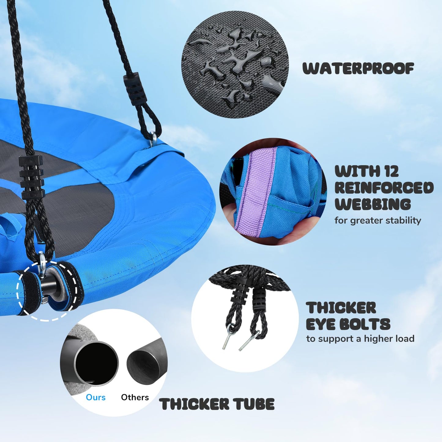 Trekassy 700lb 40-Inch Saucer Tree Swing – All-Weather Outdoor Swing with Steel Frame