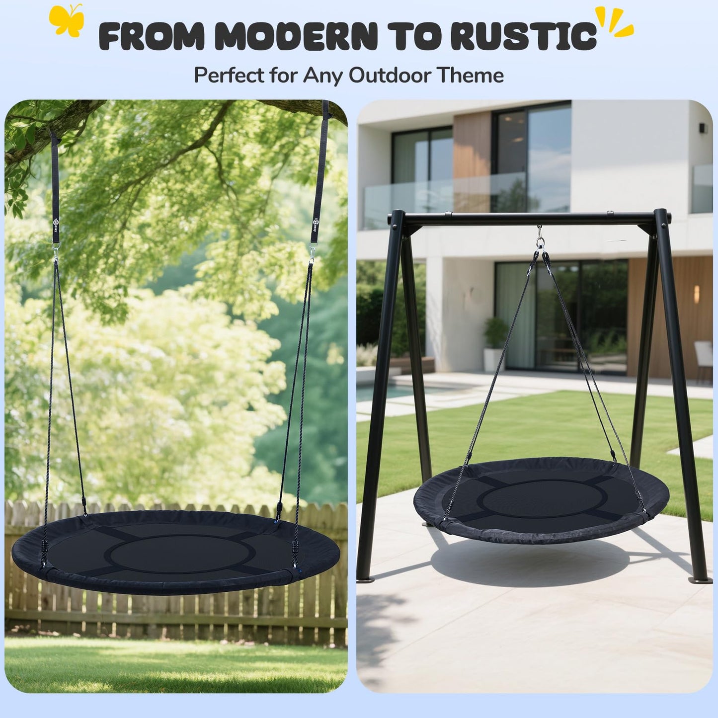 Trekassy 60-inch Large Saucer Swing for Kids and Adults – 900D Oxford Waterproof with 2 Straps