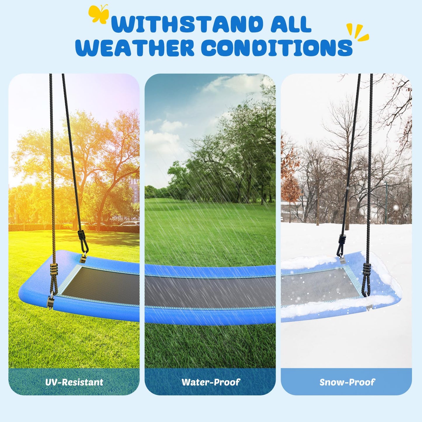 Trekassy 700lb Giant 60-inch Skycurve Platform Tree Swing Blue | Family Fun for Kids & Adults