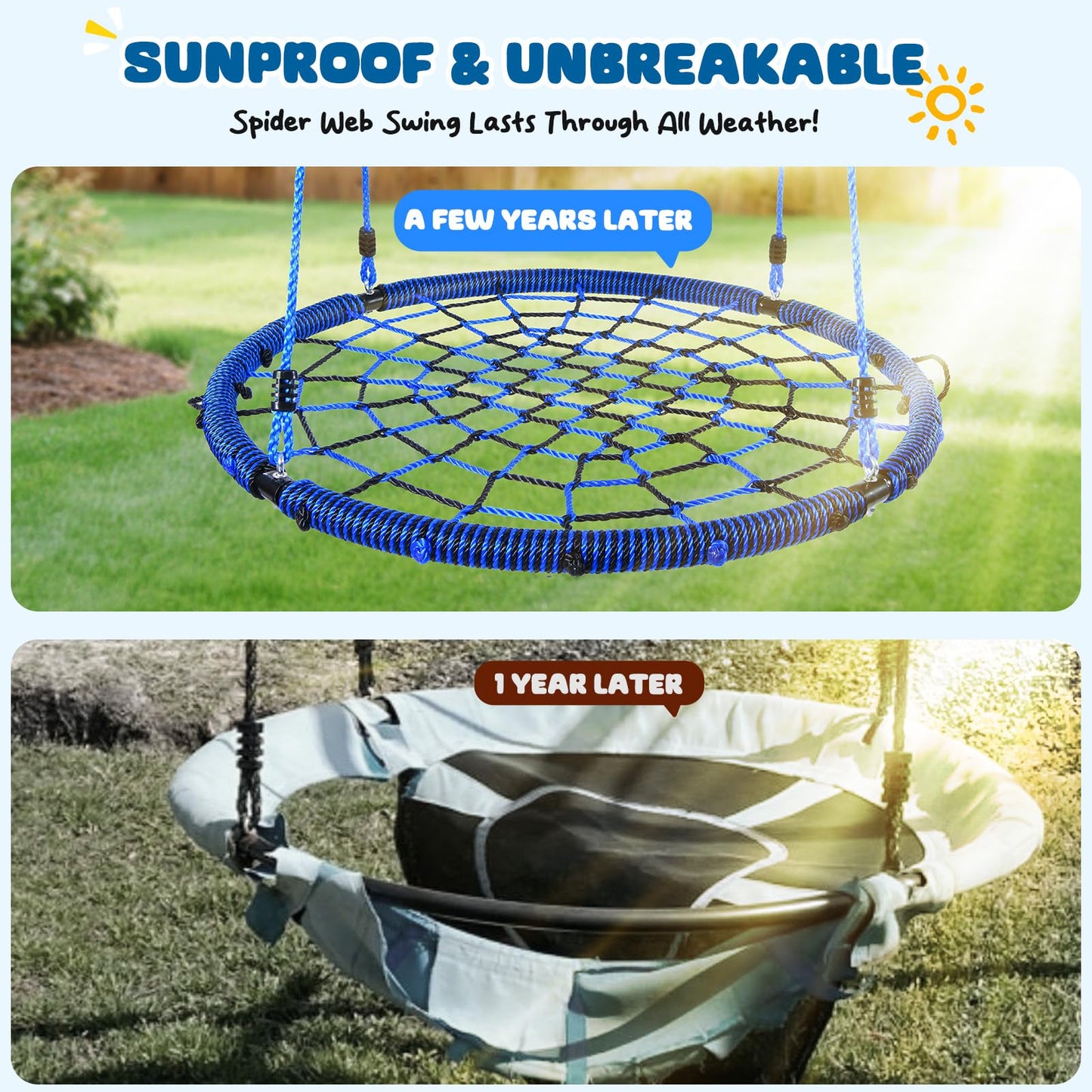 Trekassy 750lbs Spider Web Saucer Tree Swing – 40-inch Outdoor Net Swing with Steel Frame & Straps