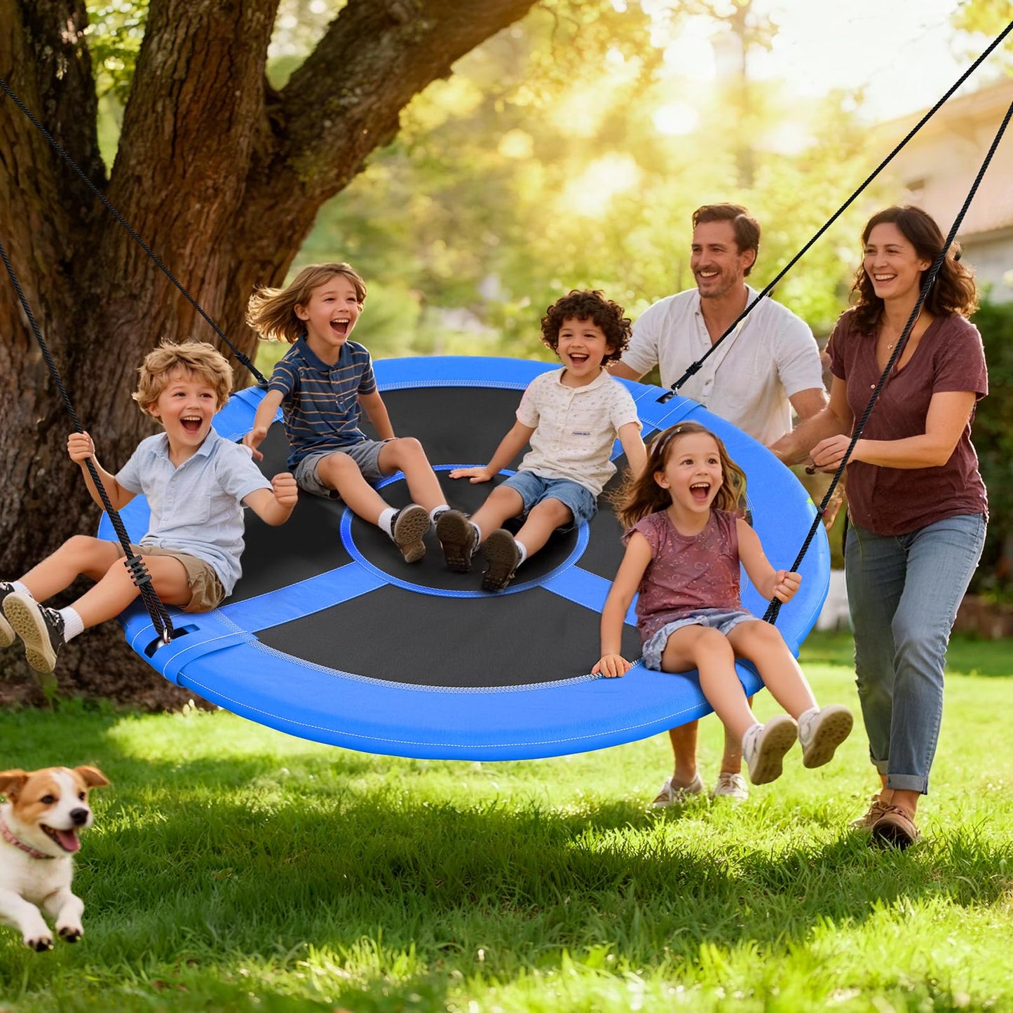 Trekassy 60-inch Large Saucer Tree Swing for Kids & Adults – 700 lb Capacity, 900D Oxford Waterproof, 2 Straps