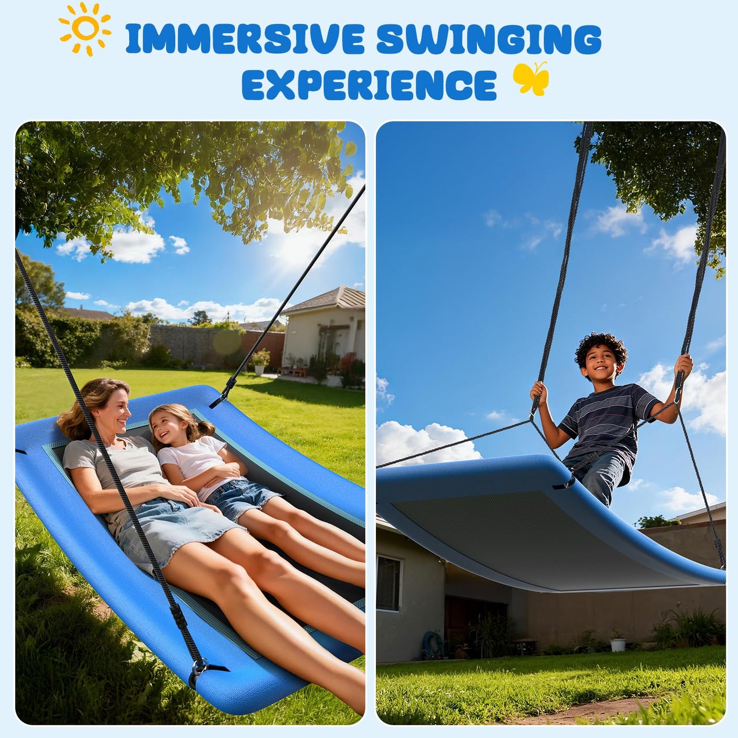 Trekassy 700lb Giant 60-inch Skycurve Platform Tree Swing Blue | Family Fun for Kids & Adults