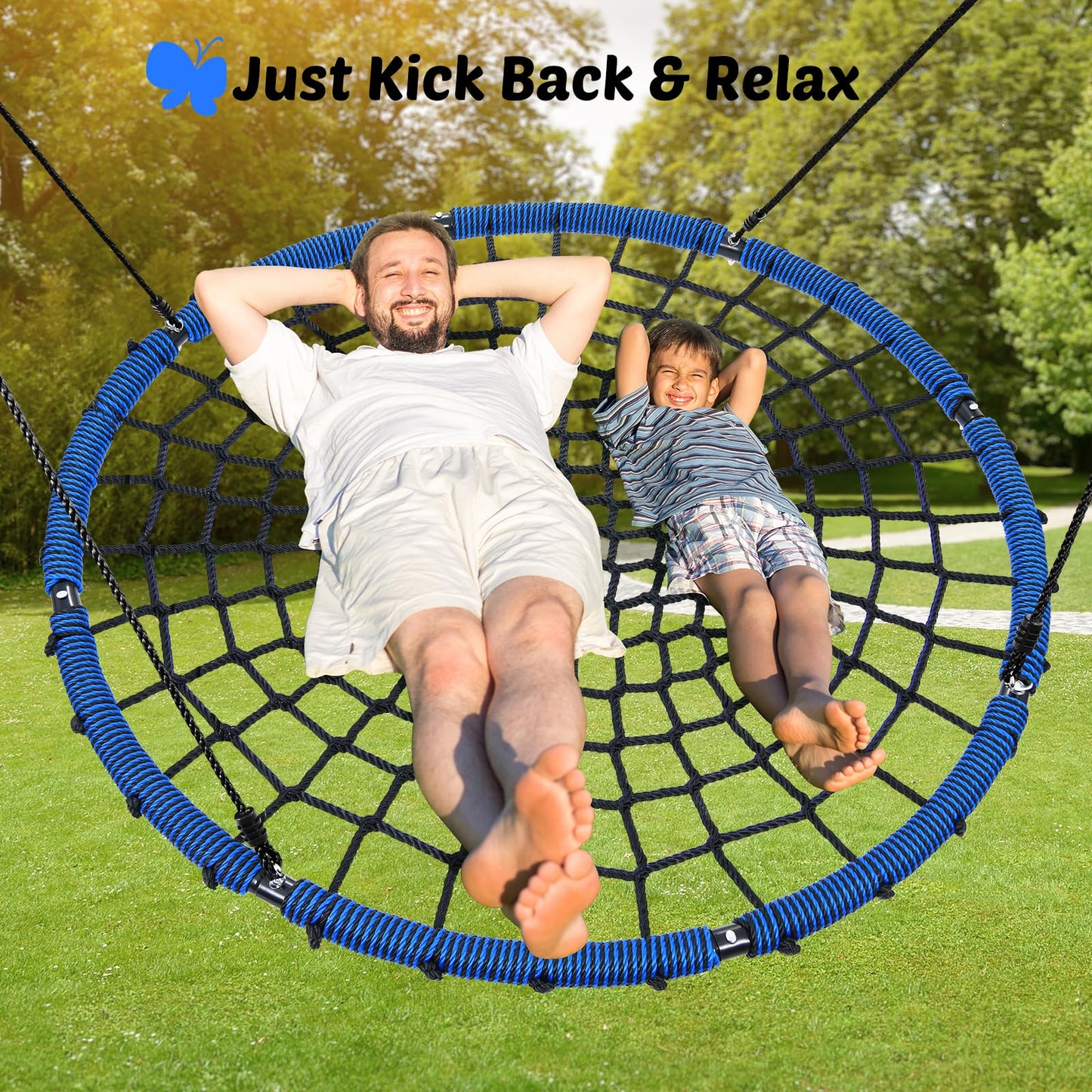 Trekassy 60" Large Spider Web Saucer Tree Swing – 750lbs Heavy-Duty Outdoor Net Swing