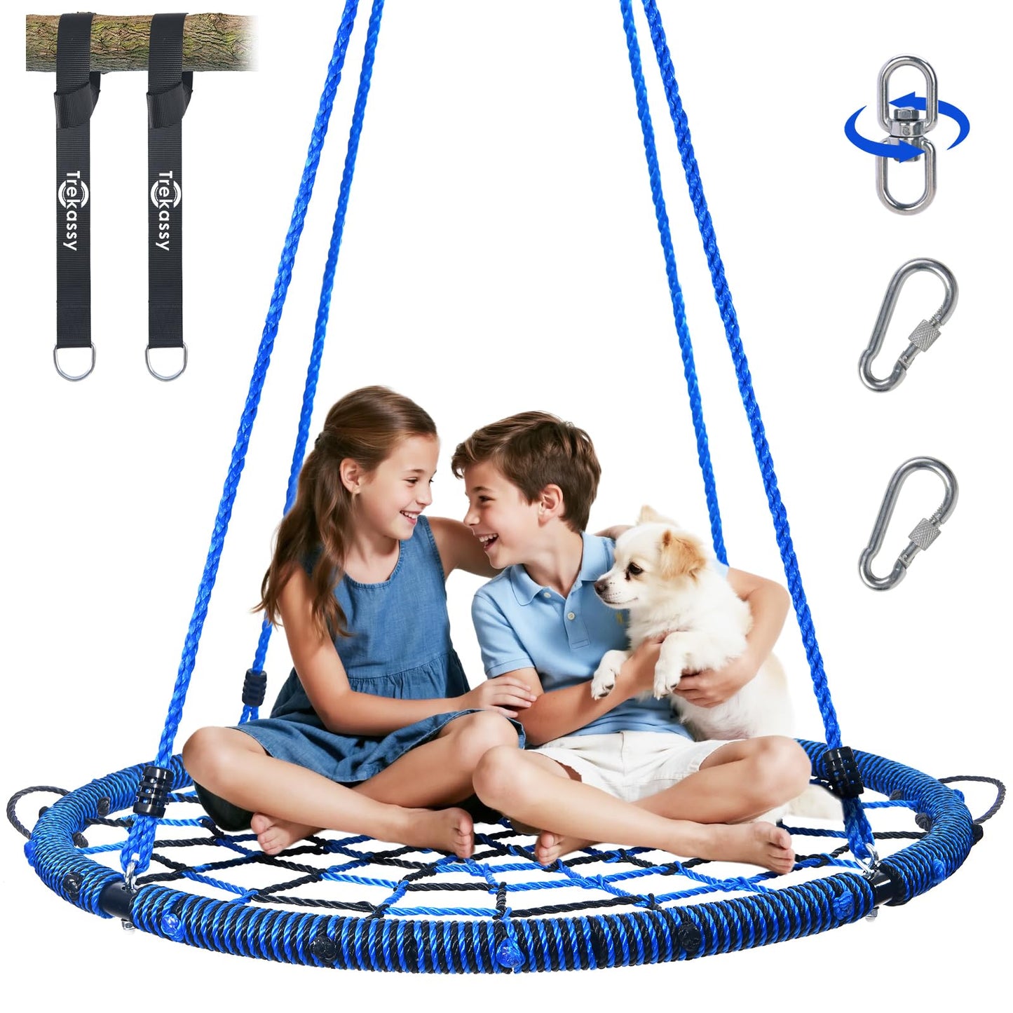 Trekassy 750lbs Spider Web Saucer Tree Swing – 40-inch Outdoor Net Swing with Steel Frame & Straps