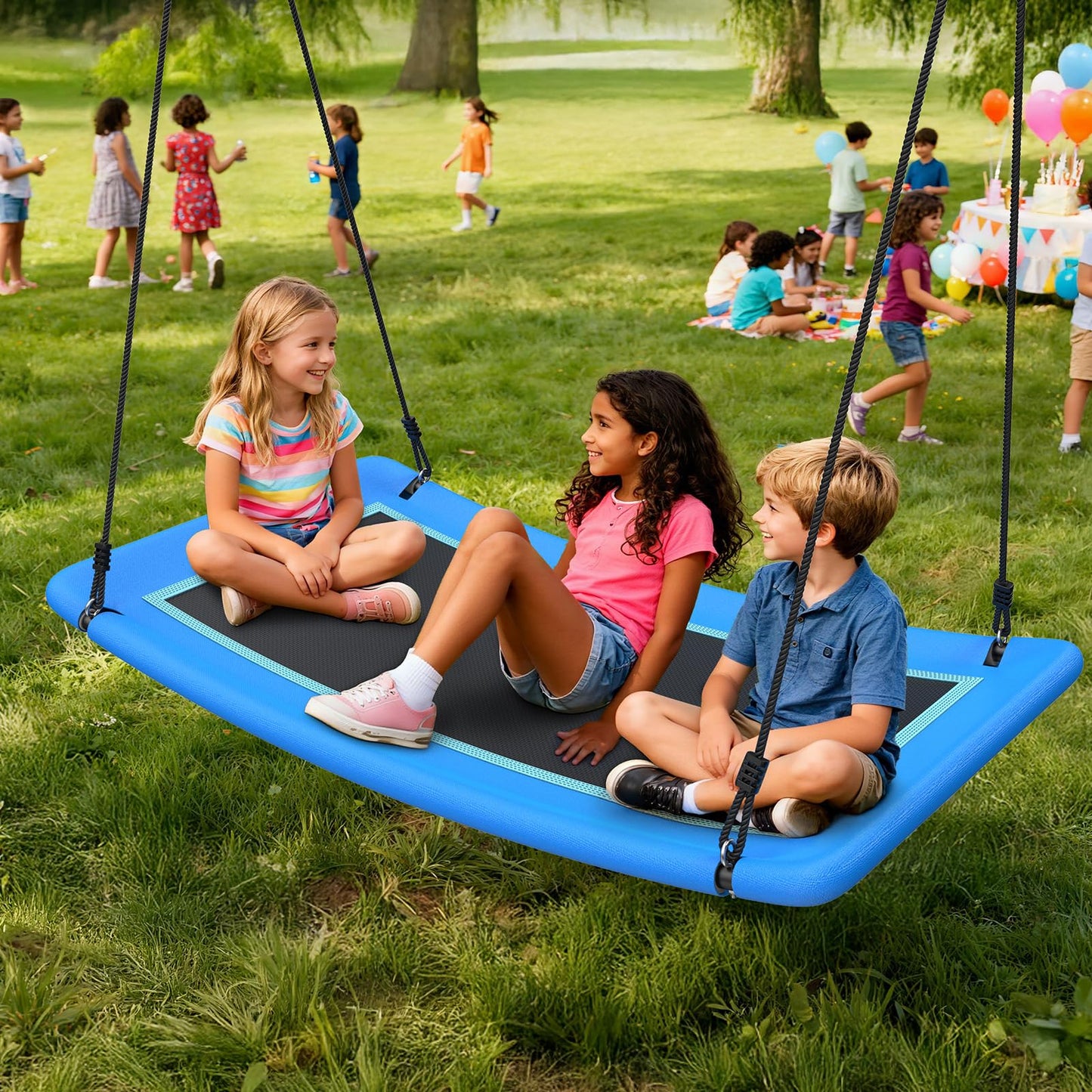 Trekassy 700lb Giant 60-inch Skycurve Platform Tree Swing Blue | Family Fun for Kids & Adults