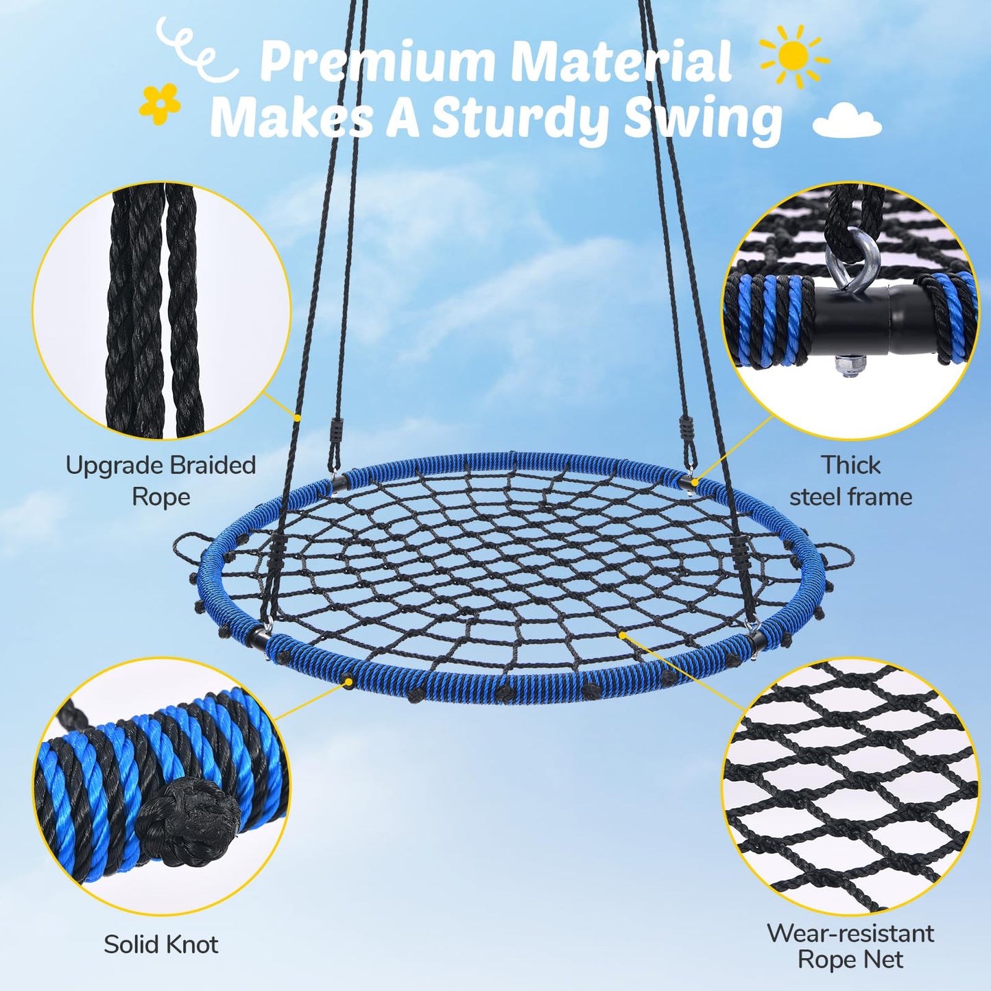 Trekassy 45-inch Spider Web Tree Swing – 750lbs Capacity, Outdoor Net Swing