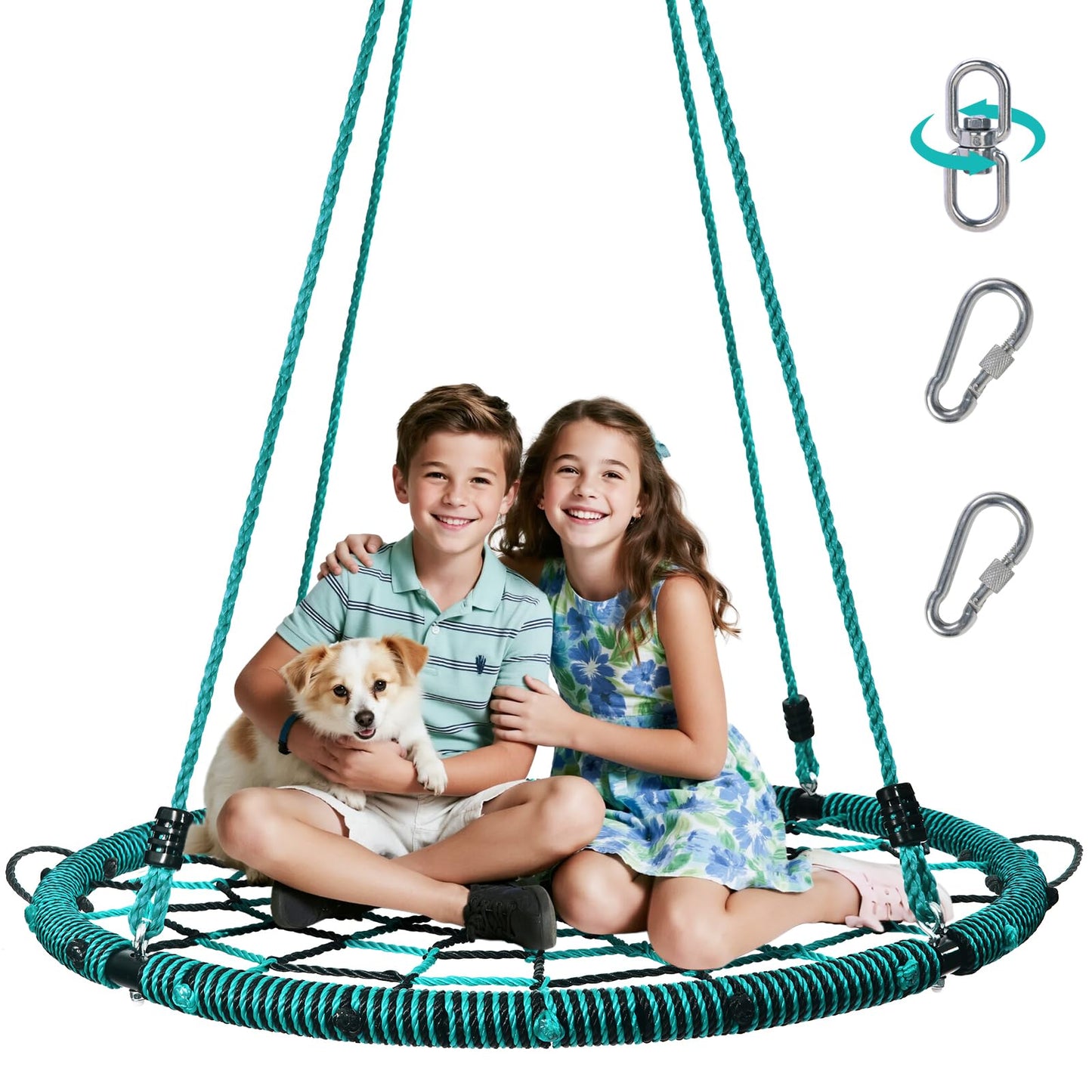 Trekassy 750lbs 40inch Spider Web Saucer Tree Swing – Outdoor Net Swing with Steel Frame & Straps