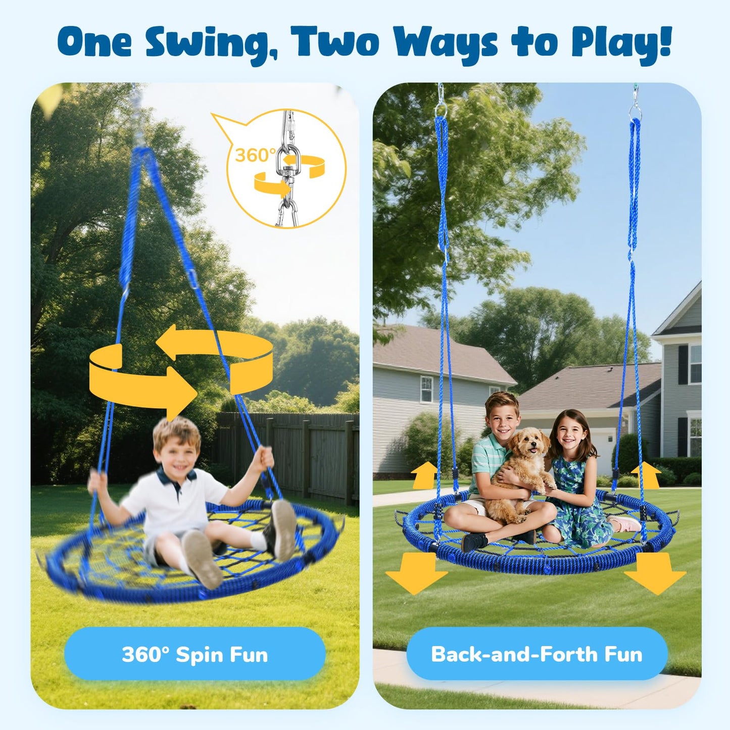 Trekassy 750lbs Spider Web Saucer Tree Swing – 40-inch Outdoor Net Swing with Steel Frame & Straps
