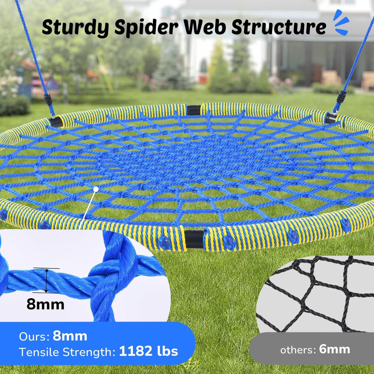 Trekassy 60-Inch Spider Web Saucer Swing – Heavy-Duty Outdoor Net Swing (750 lbs)