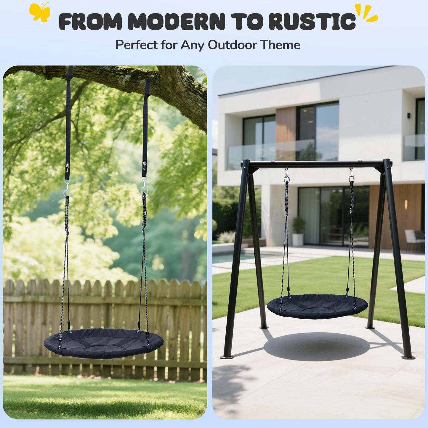 Trekassy 700lb 40-Inch Saucer Tree Swing – 900D Seat, Straps & Steel Frame