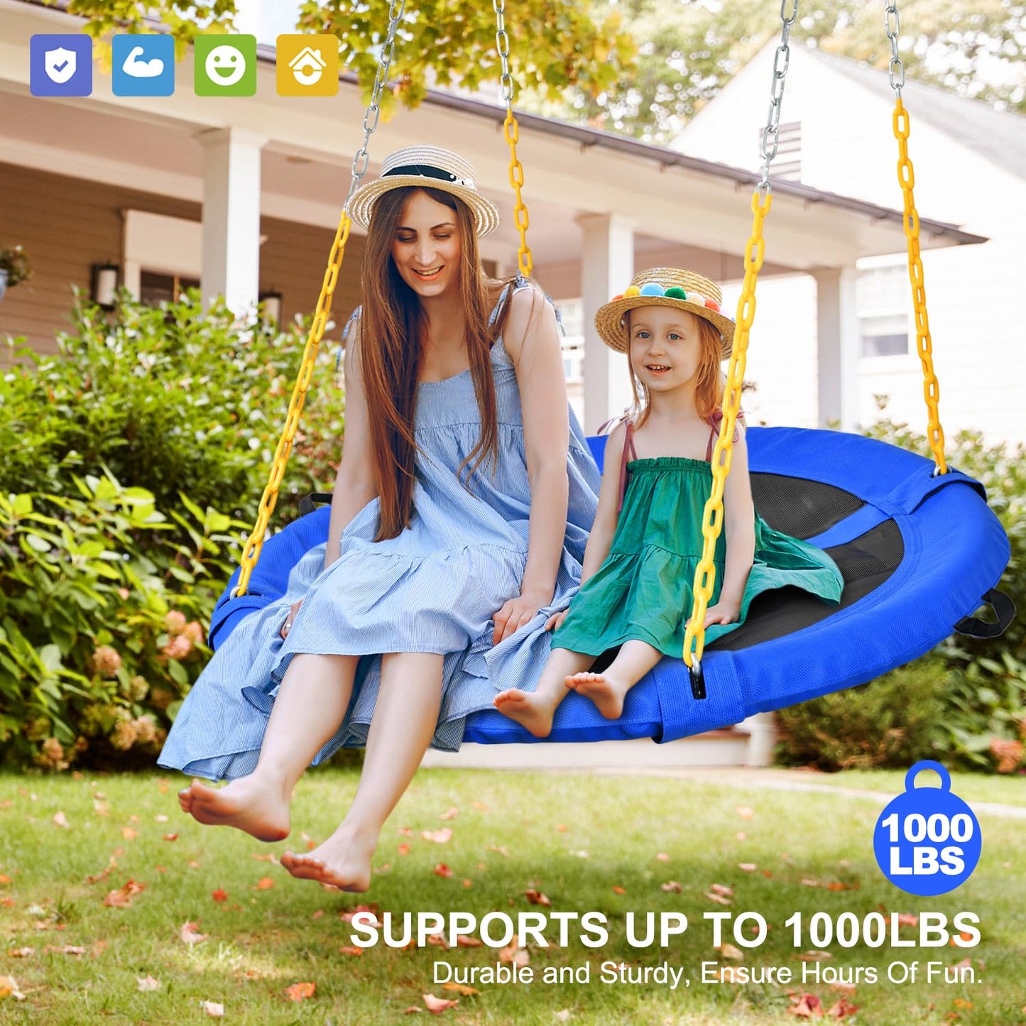 Trekassy 1000lbs Capacity 40-Inch Saucer Swing for Kids & Adults