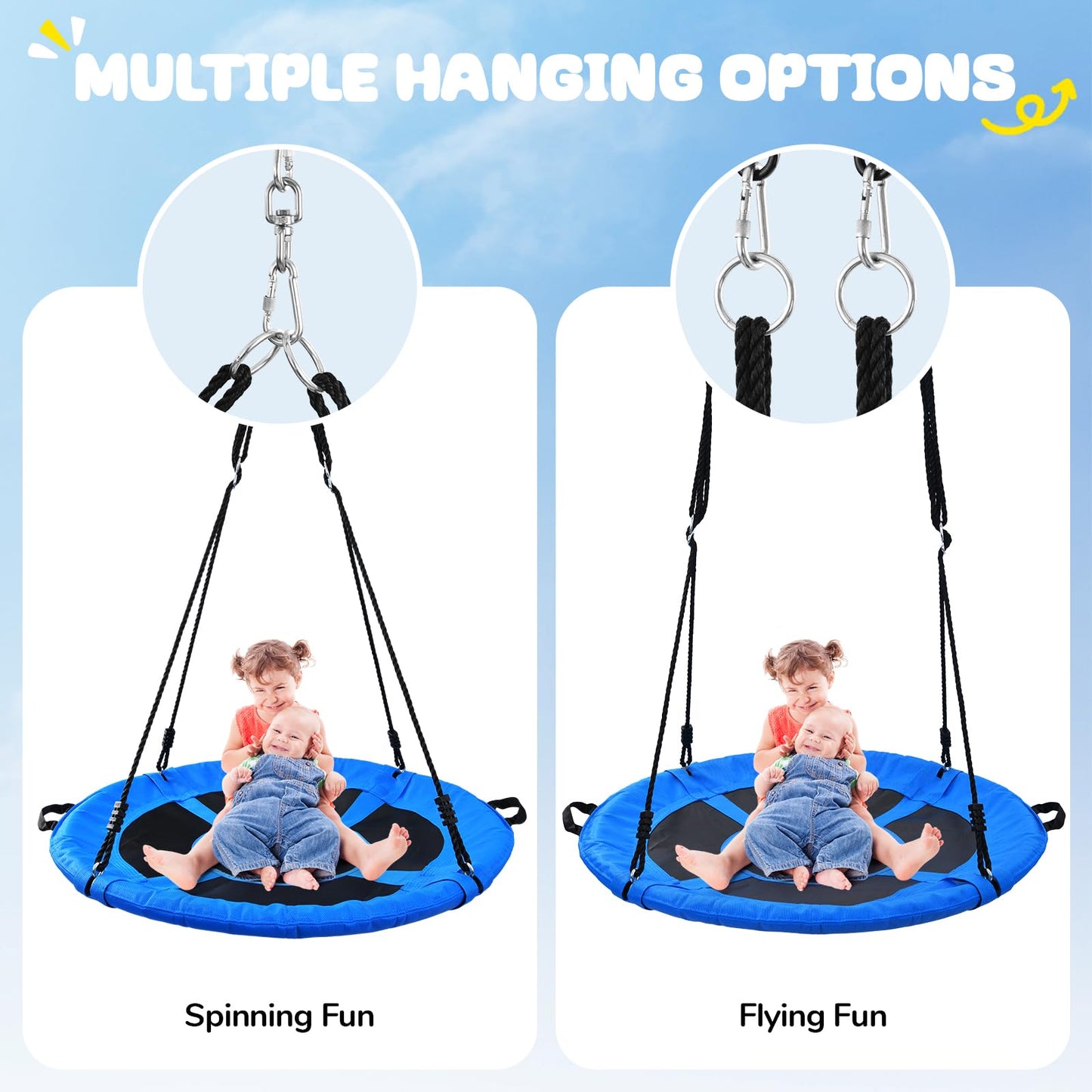 Trekassy 700lb 40" Saucer Tree Swing – Outdoor Textilene, Straps, Blue