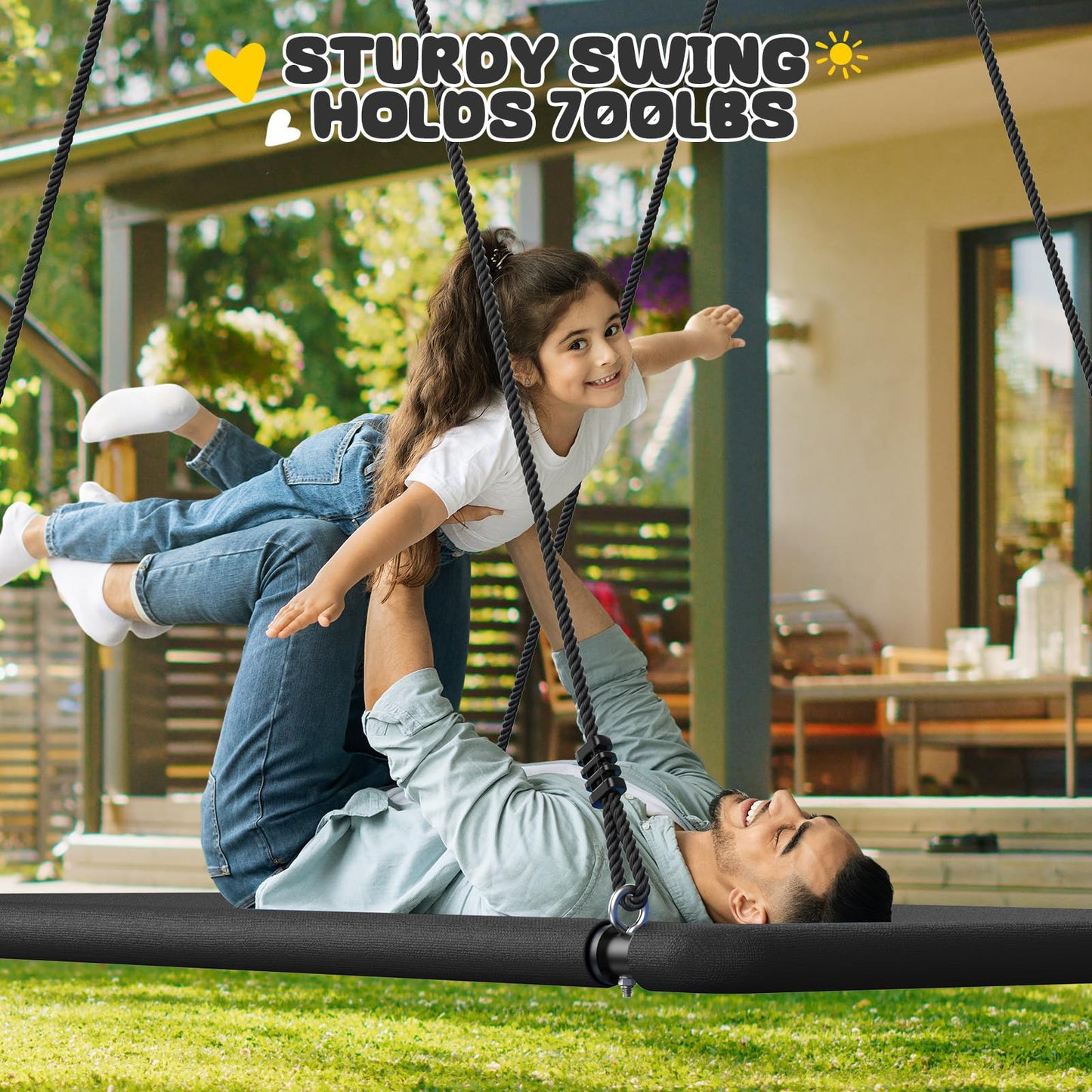 Trekassy 60-Inch Large Rectangle Platform Tree Swing - 700lb Capacity, Waterproof 900D