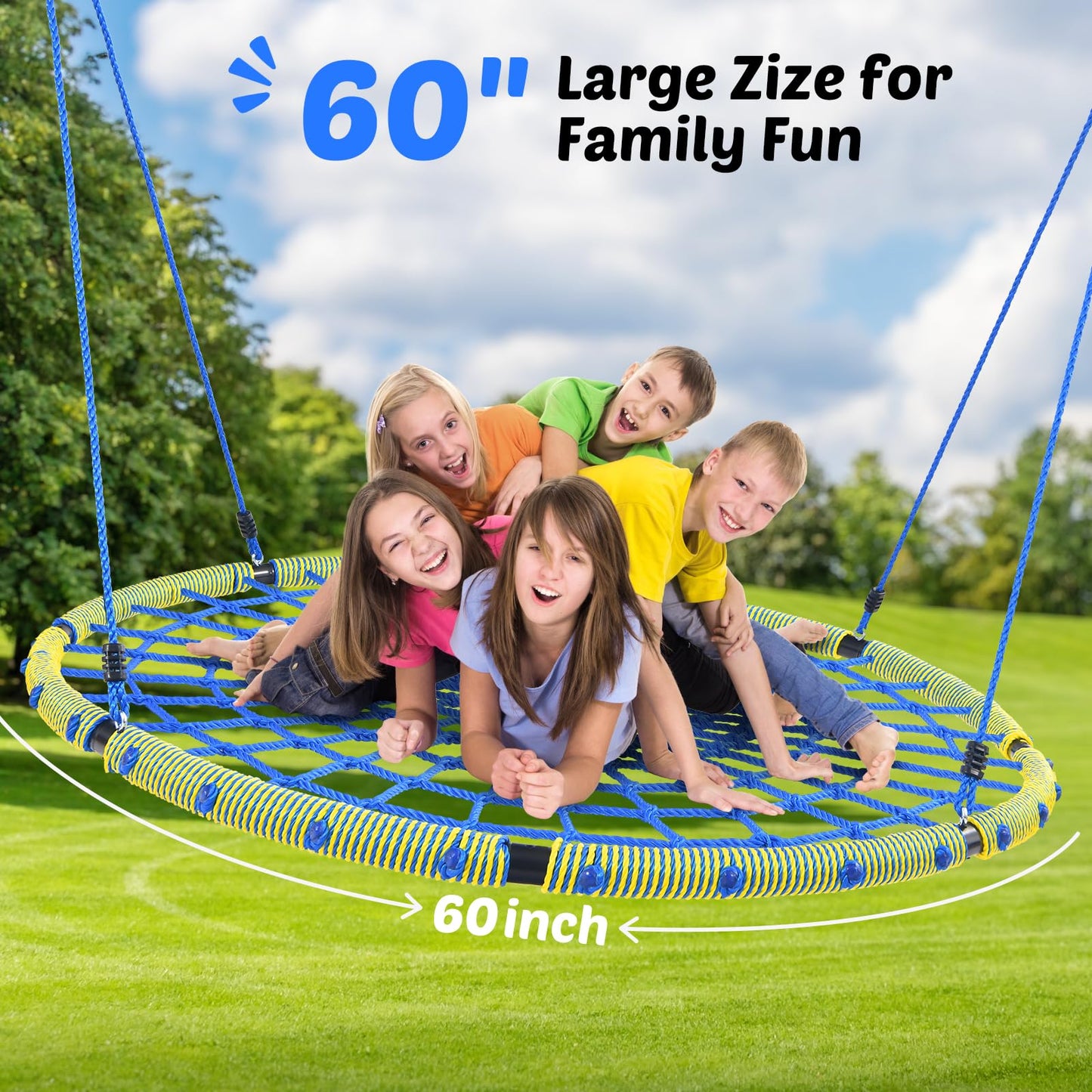Trekassy 60-Inch Spider Web Saucer Swing – Heavy-Duty Outdoor Net Swing (750 lbs)