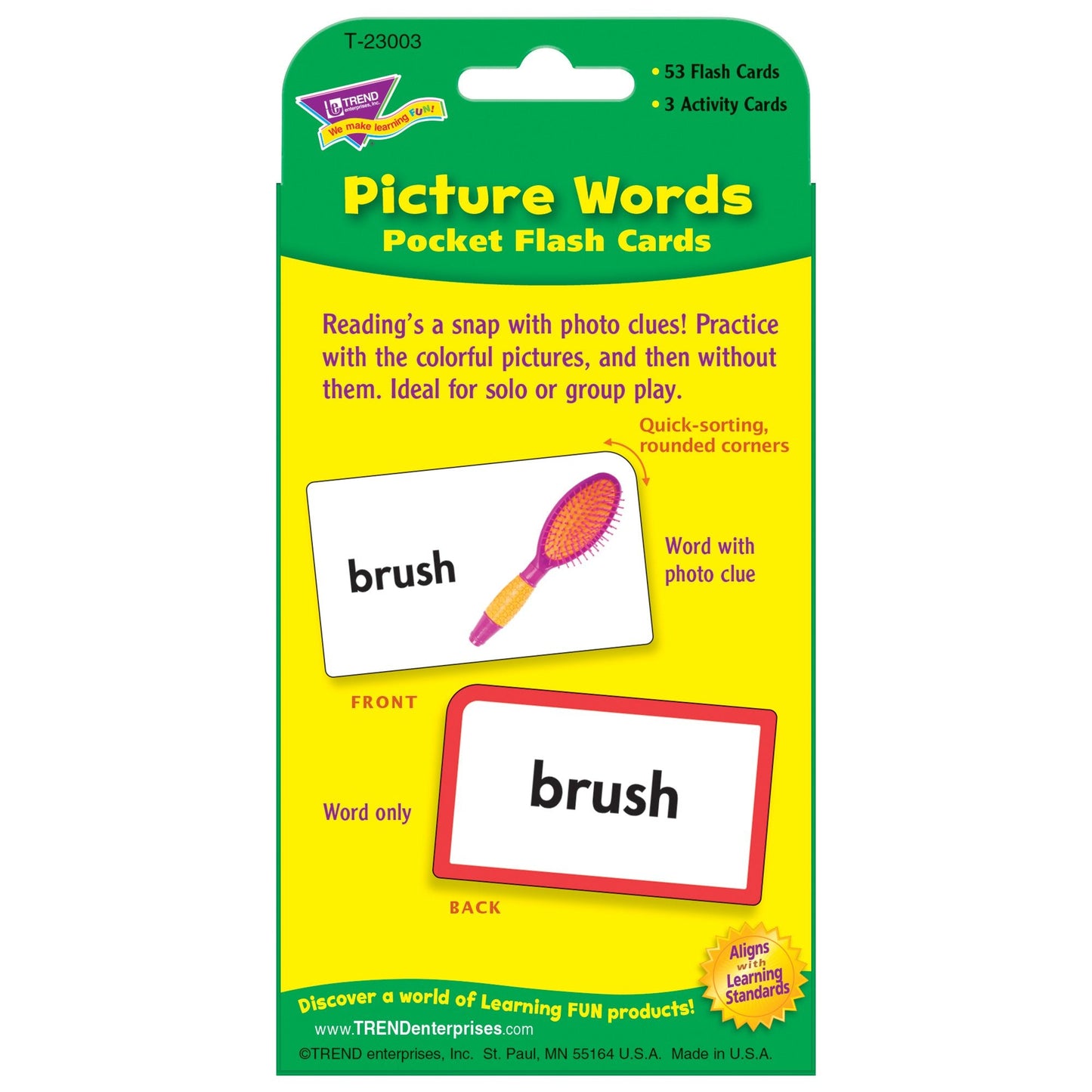 Trend Enterprises Picture Words Pocket Flash Cards – Colorful Early Language Learning (Ages 4–7)