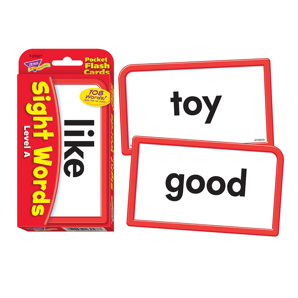 Trend Enterprises Sight Words Level A Pocket Flash Cards – 56 Two-Sided Cards, 108 Common Words, Ages 4+