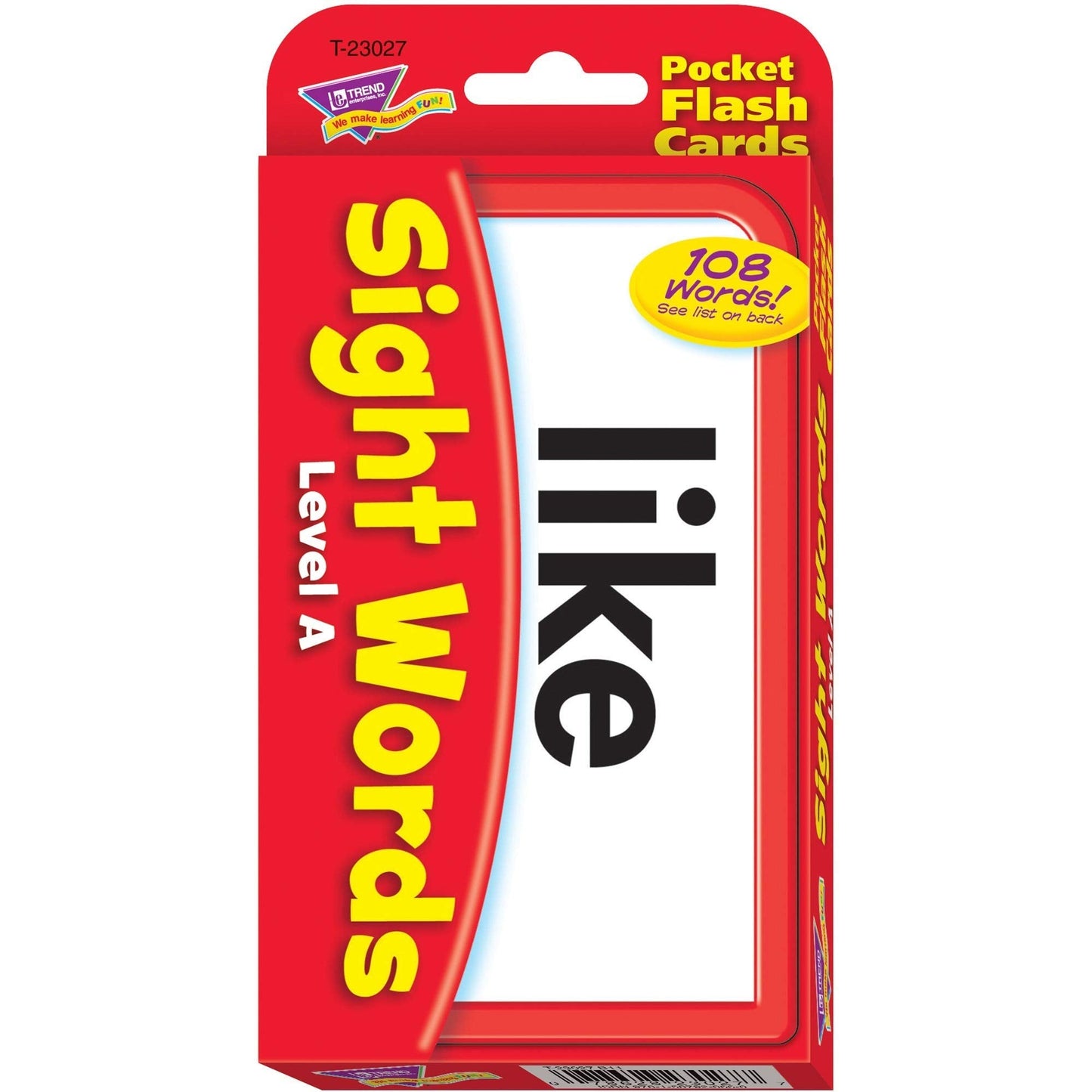 Trend Enterprises Sight Words Level A Pocket Flash Cards – 56 Two-Sided Cards, 108 Common Words, Ages 4+