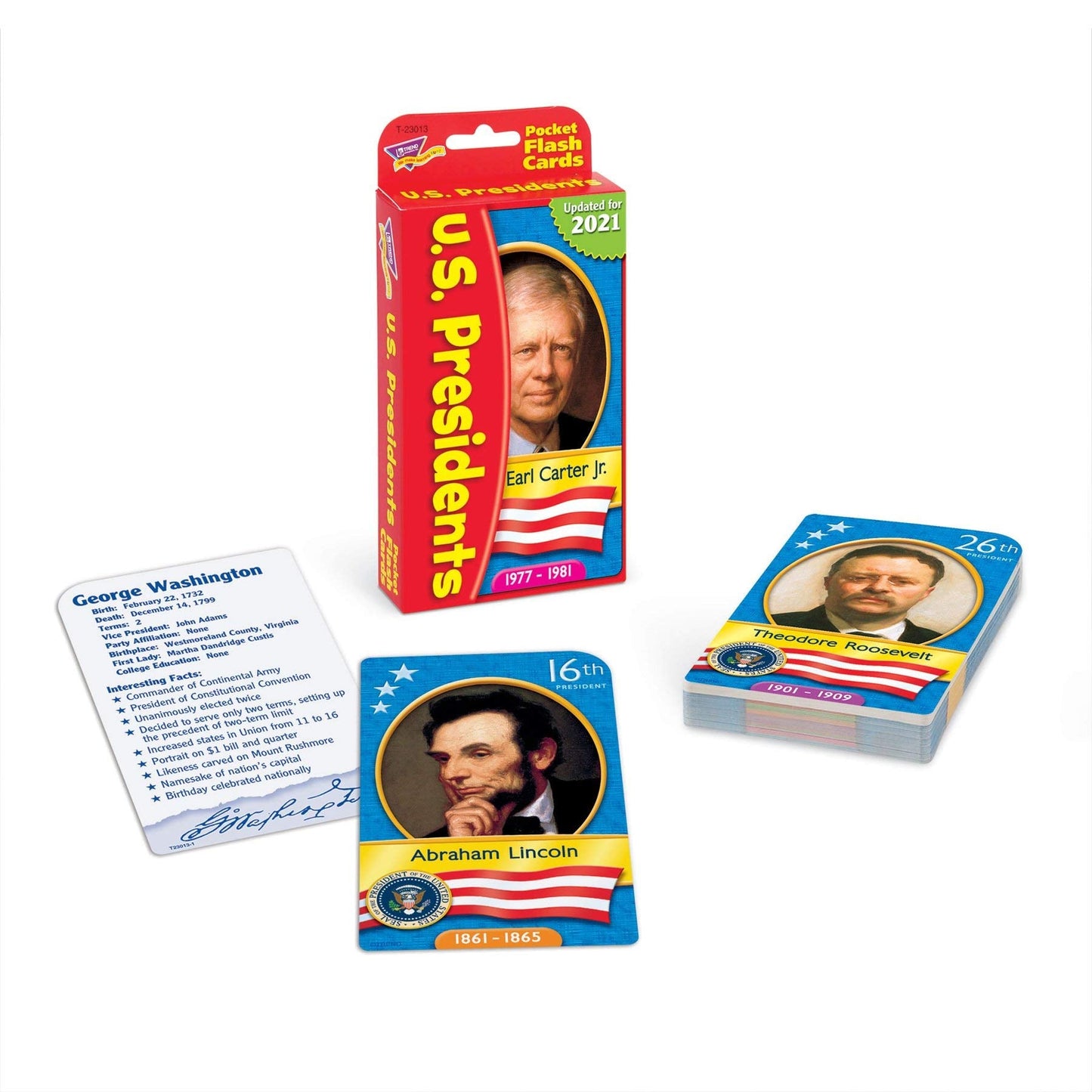 US Presidents Pocket Flash Cards by Trend Enterprises – 56 Two-Sided Cards for Ages 8-12