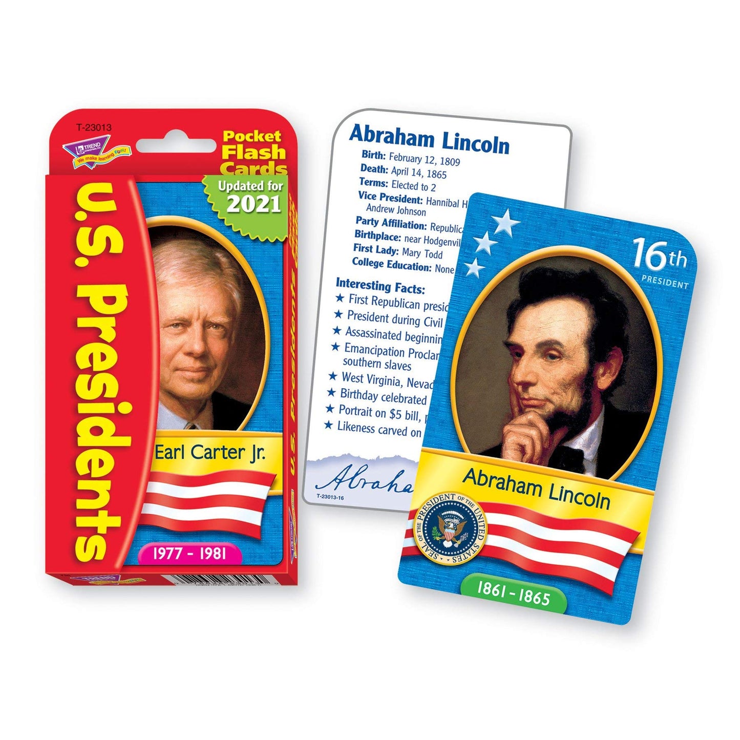 US Presidents Pocket Flash Cards by Trend Enterprises – 56 Two-Sided Cards for Ages 8-12