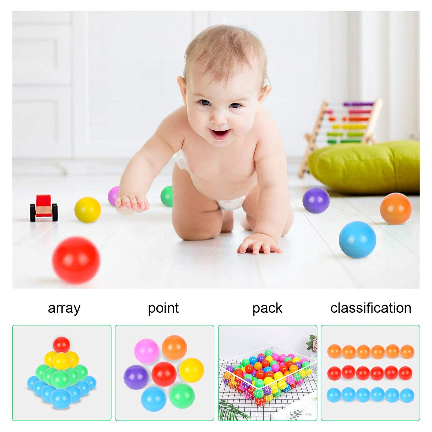 TrendBox 100 Ball Pit Balls – Colorful Ocean Balls for Babies & Kids (2.2 in)