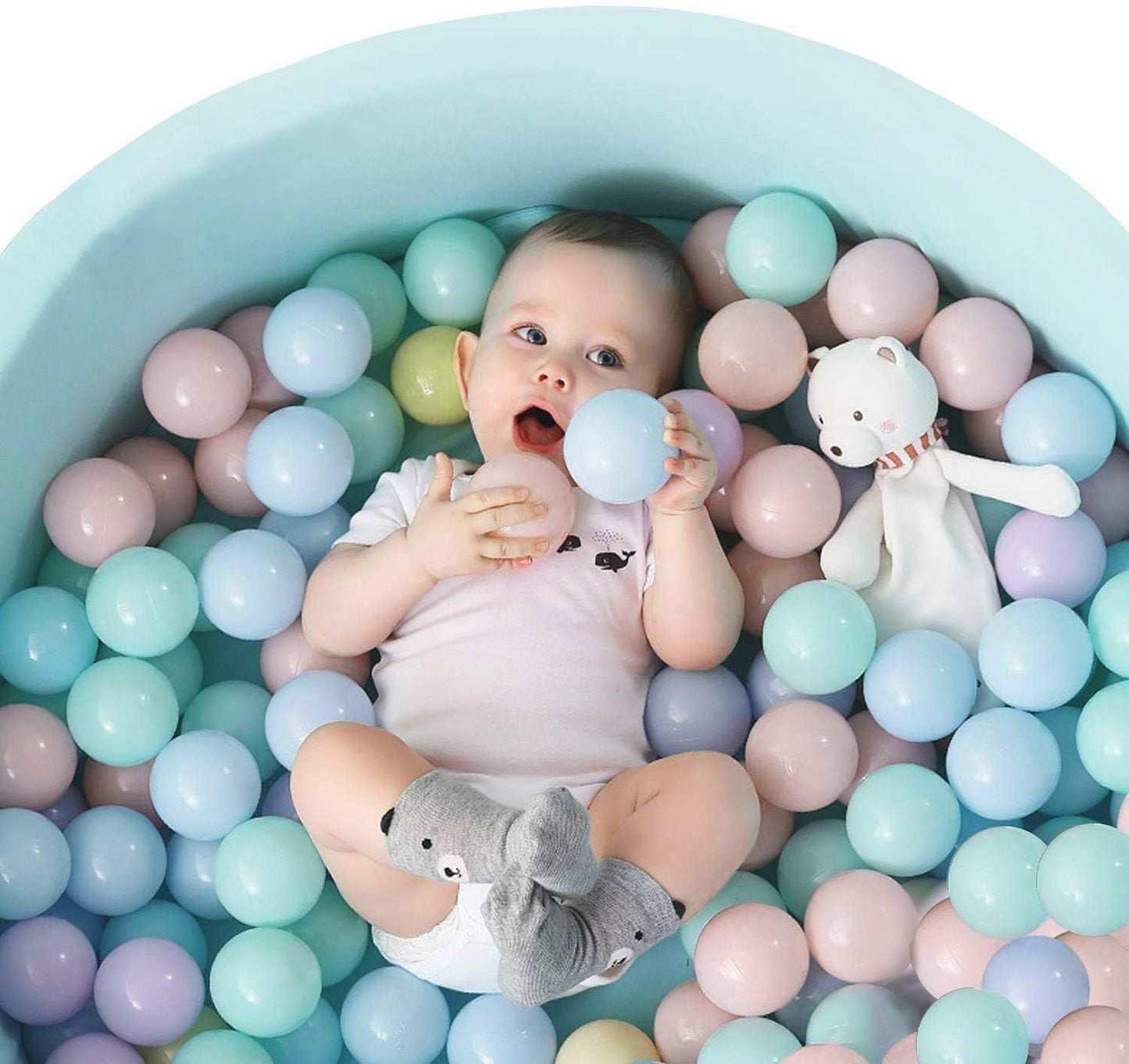TRENDBOX Ball Pit Balls 100 – Macaron Colors for Toddlers | Safe, Non-Toxic, BPA-Free