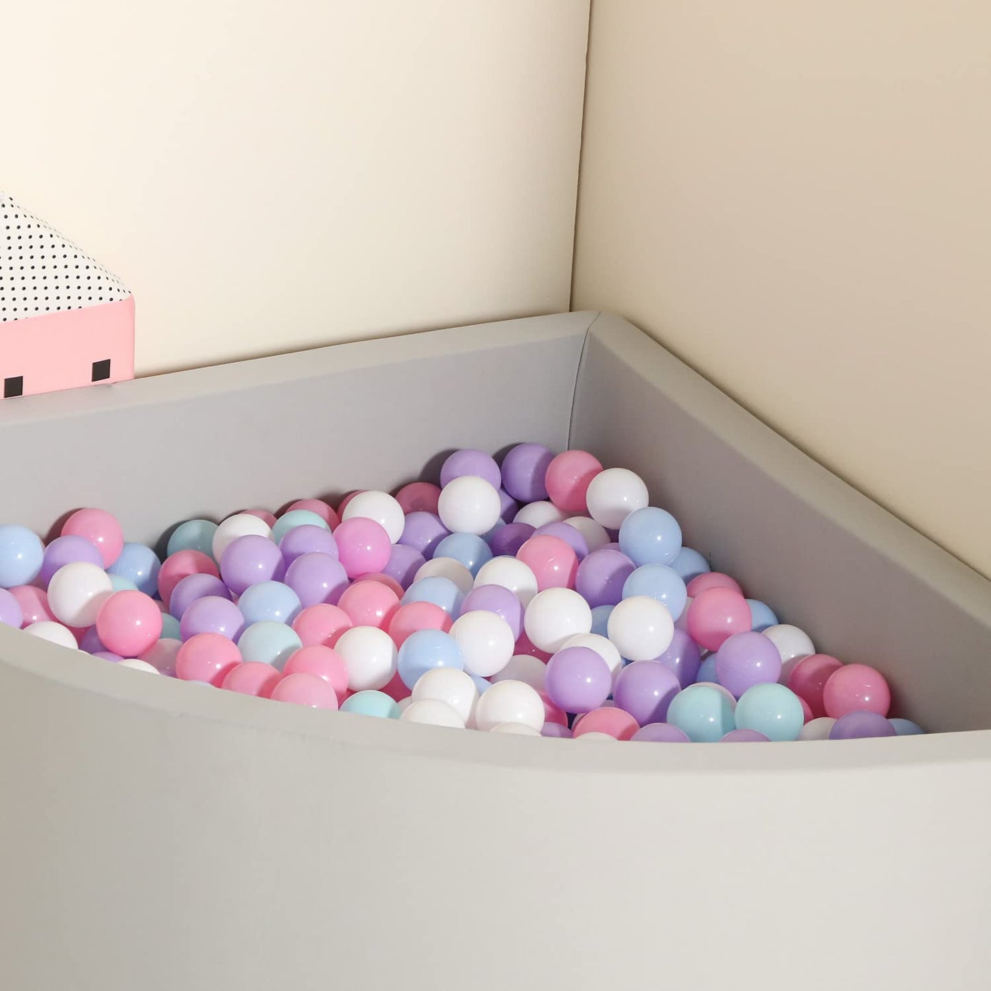 TRENDBOX Ball Pit for Toddlers – Memory Foam Square 90x90 cm, Light Gray
