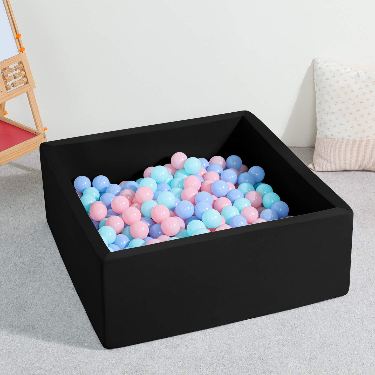 TRENDBOX Ball Pit — Memory Foam Square Play Space for Toddlers, 35.4x35.4x13.8in