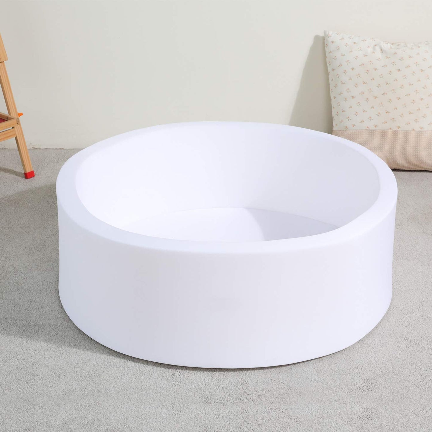 TRENDBOX Soft Memory Foam Ball Pit – 90cm Diameter, 30cm High, White (NO Balls)