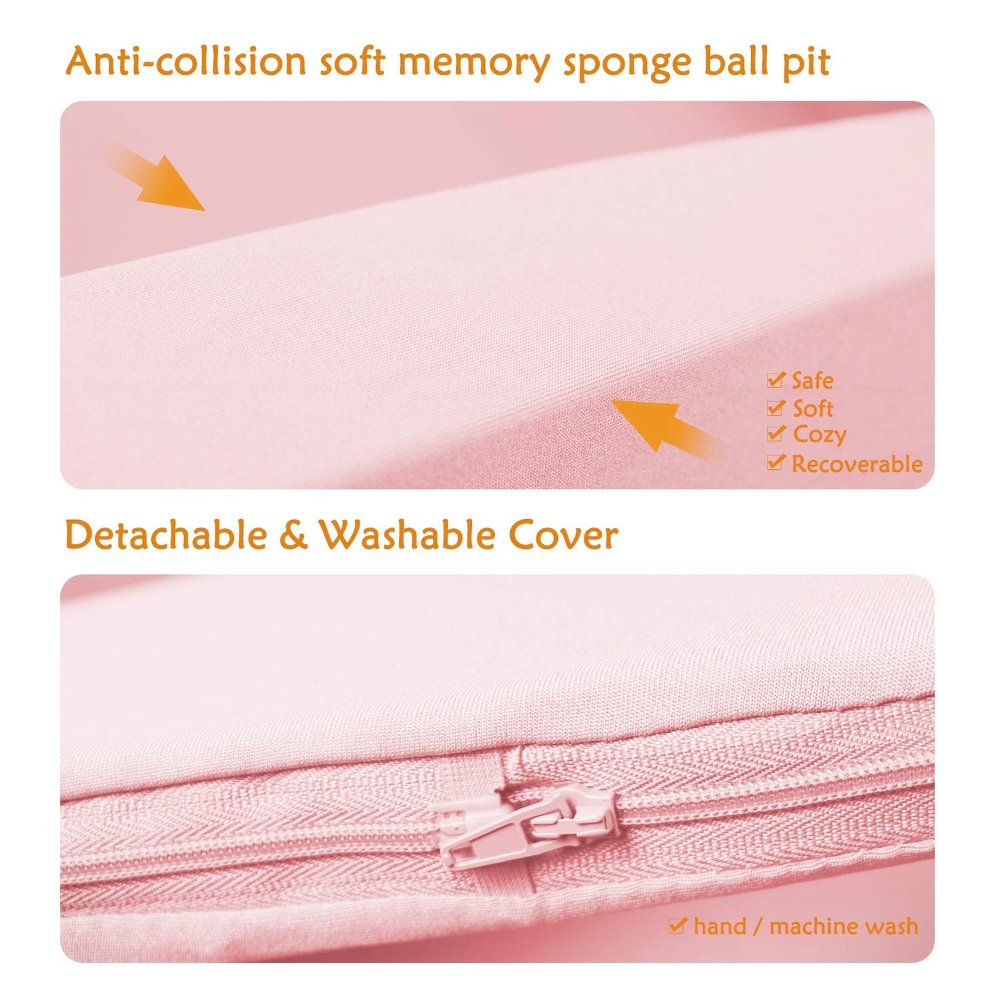 TRENDBOX Ball Pit 35.4x35.4x13.8in Memory Foam – Soft Pink Play Space