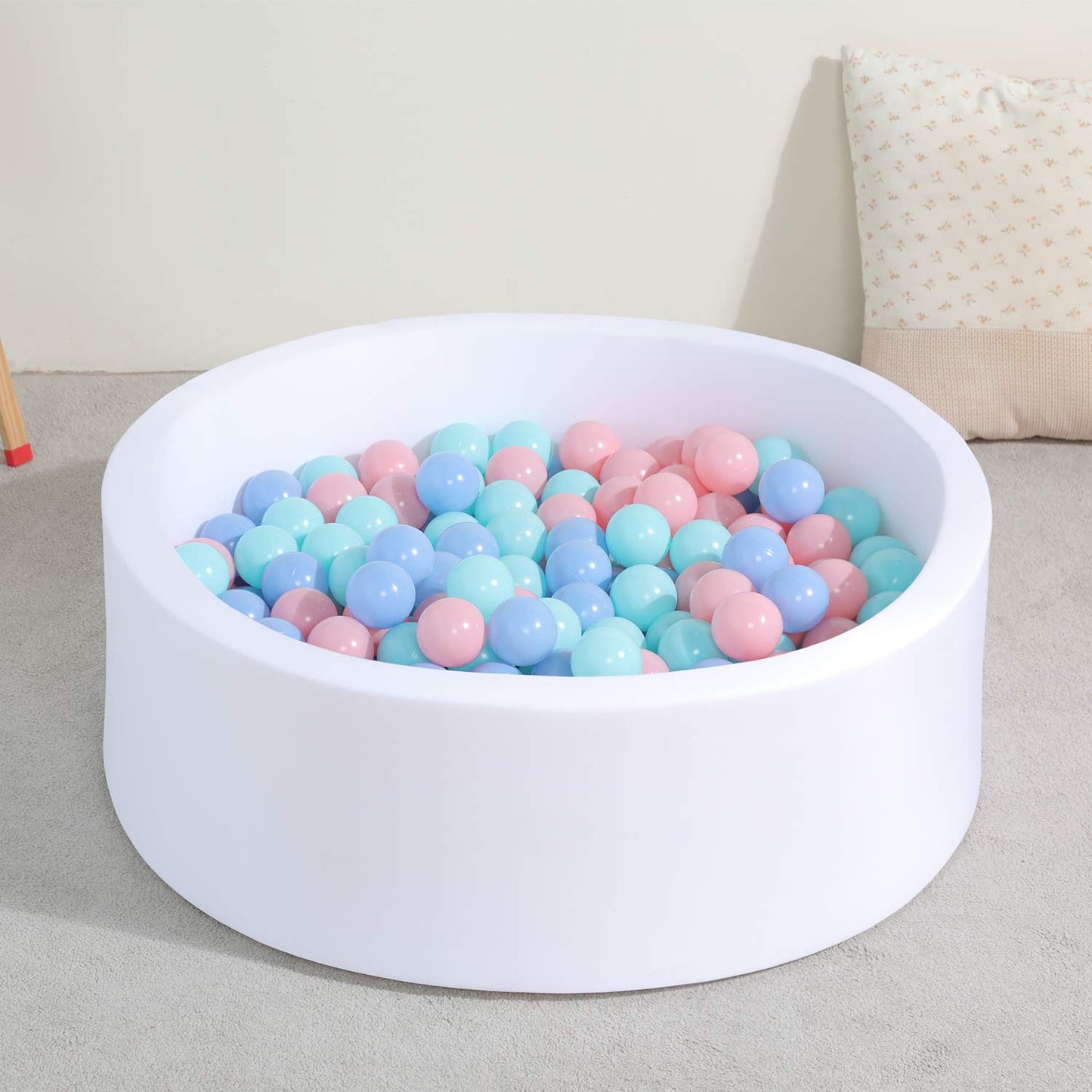 TRENDBOX Soft Memory Foam Ball Pit – 90cm Diameter, 30cm High, White (NO Balls)