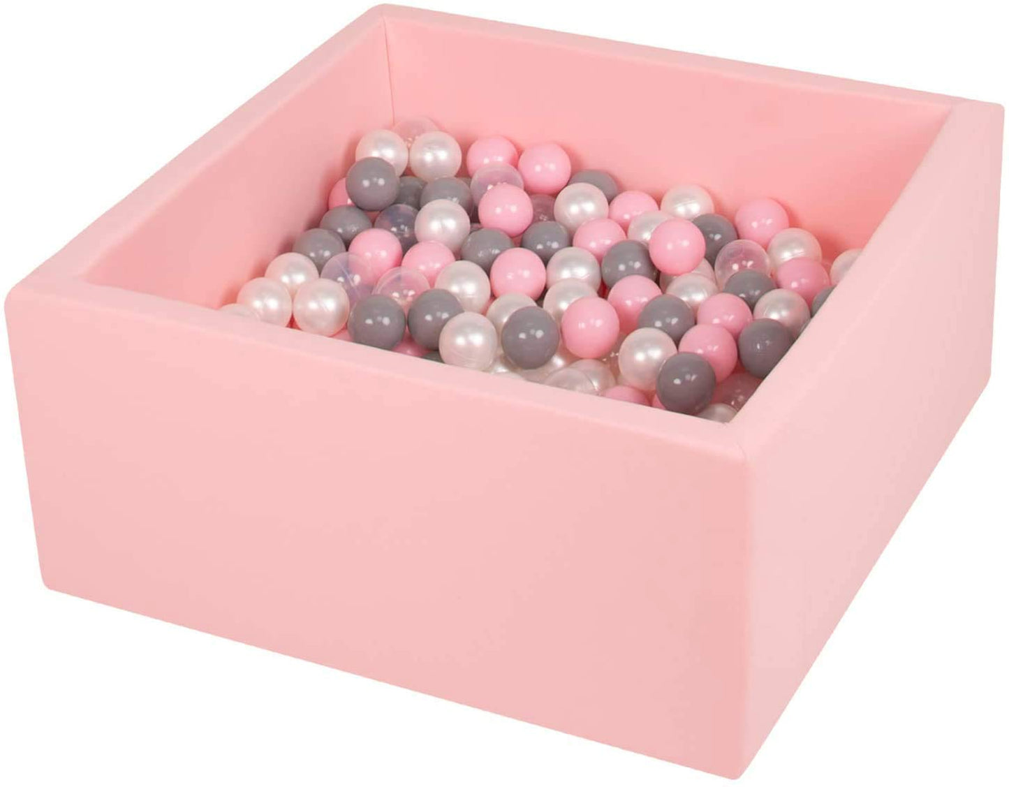 TRENDBOX Ball Pit 35.4x35.4x13.8in Memory Foam – Soft Pink Play Space