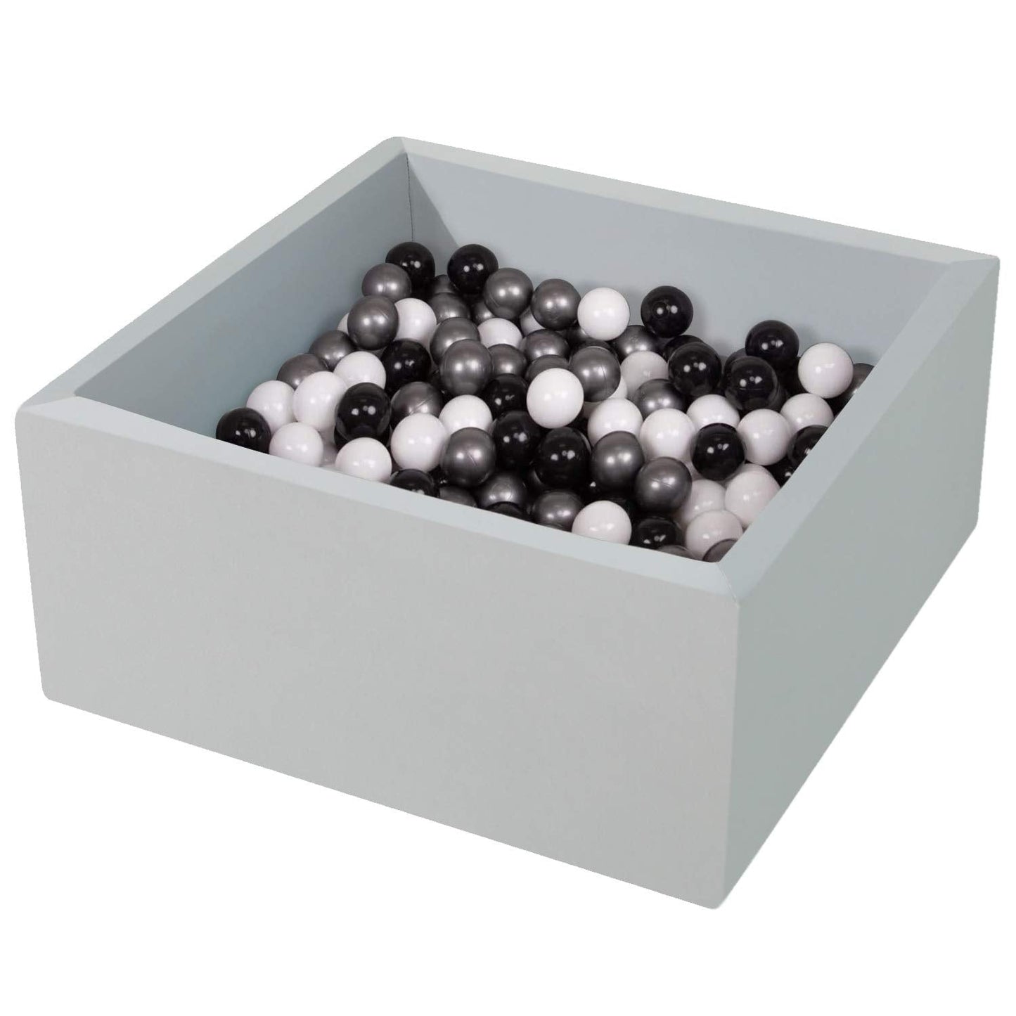 TrendBox Ball Pit Memory Foam Square 35.4x35.4x13.8 in – Cozy Safe Toddler Play Space (Light Gray)