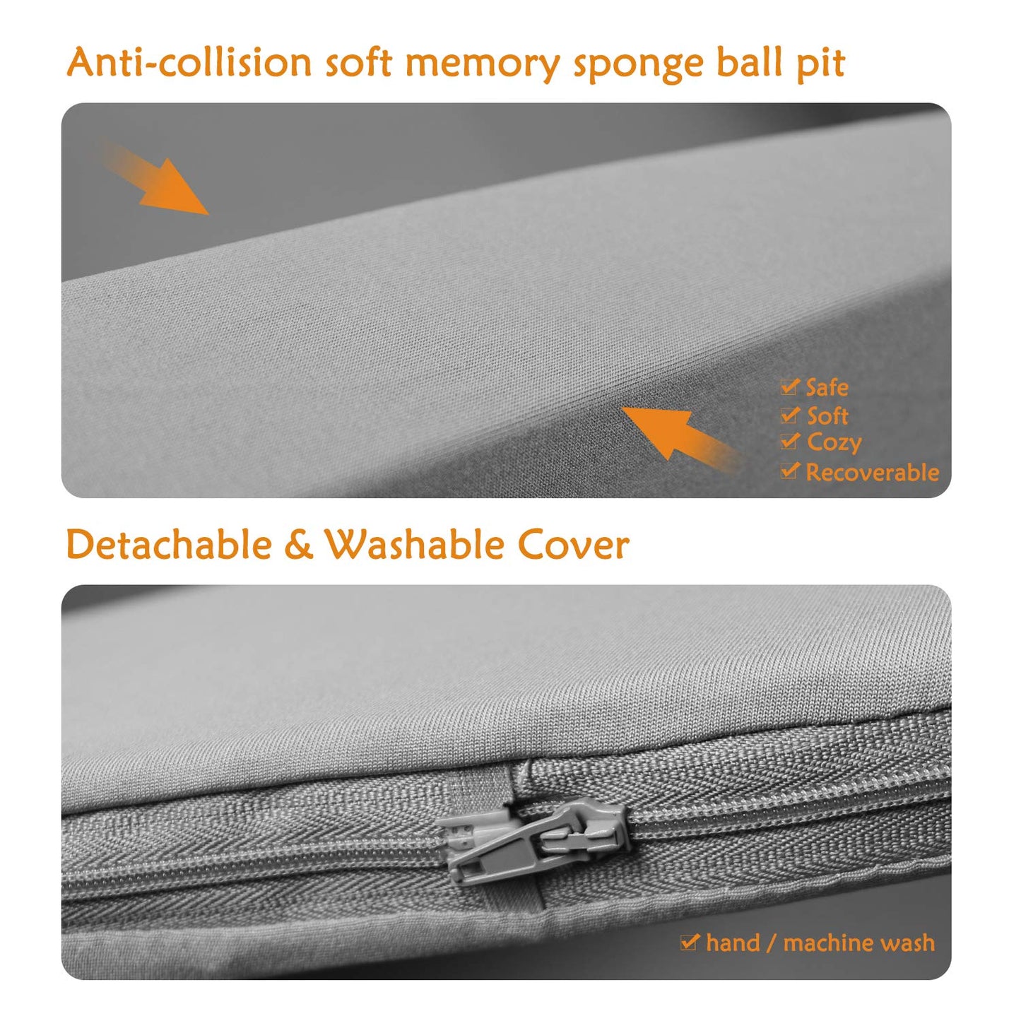 TRENDBOX Ball Pit — Memory Foam Square Play Space for Toddlers, 35.4x35.4x13.8in