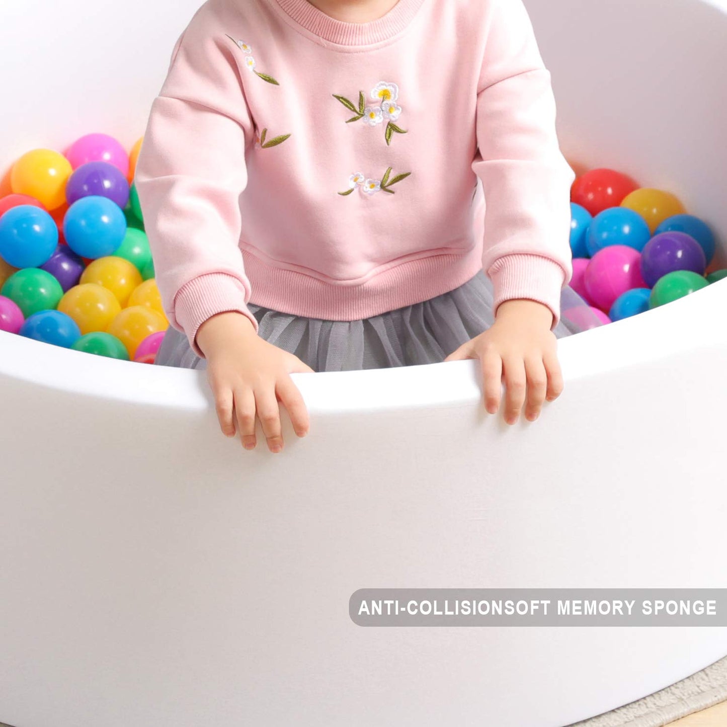 TRENDBOX Soft Memory Foam Ball Pit – 90cm Diameter, 30cm High, White (NO Balls)