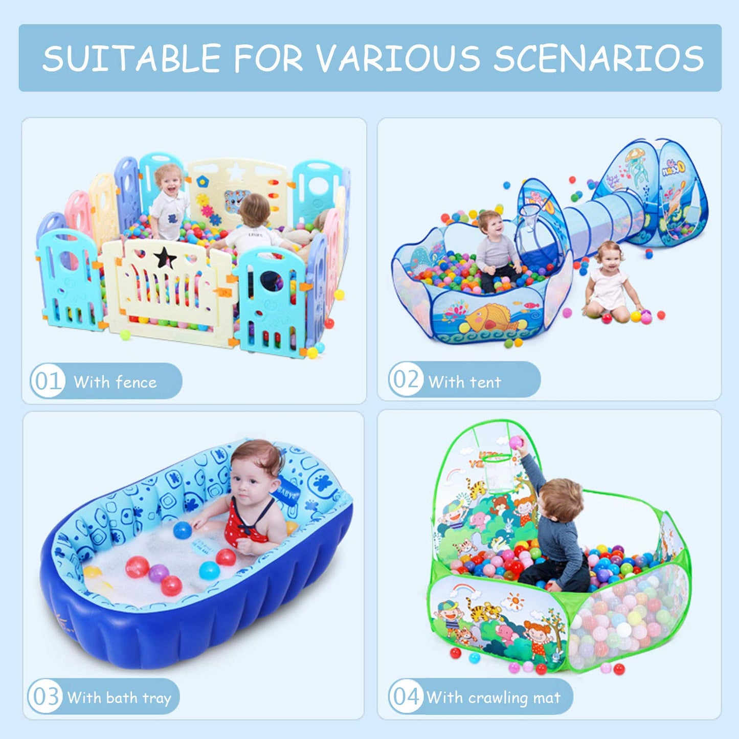 TRENDBOX 50 Pcs Ball Pit Balls – BPA Free Ocean Balls for Toddlers, 7 Colors
