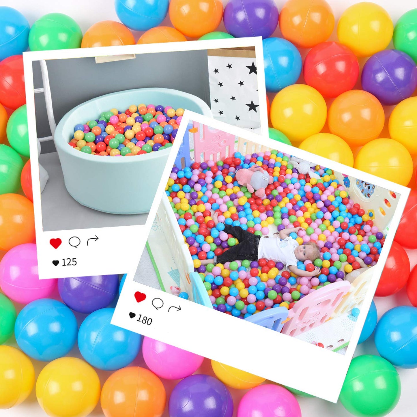 TRENDBOX 50 Pcs Ball Pit Balls – BPA Free Ocean Balls for Toddlers, 7 Colors