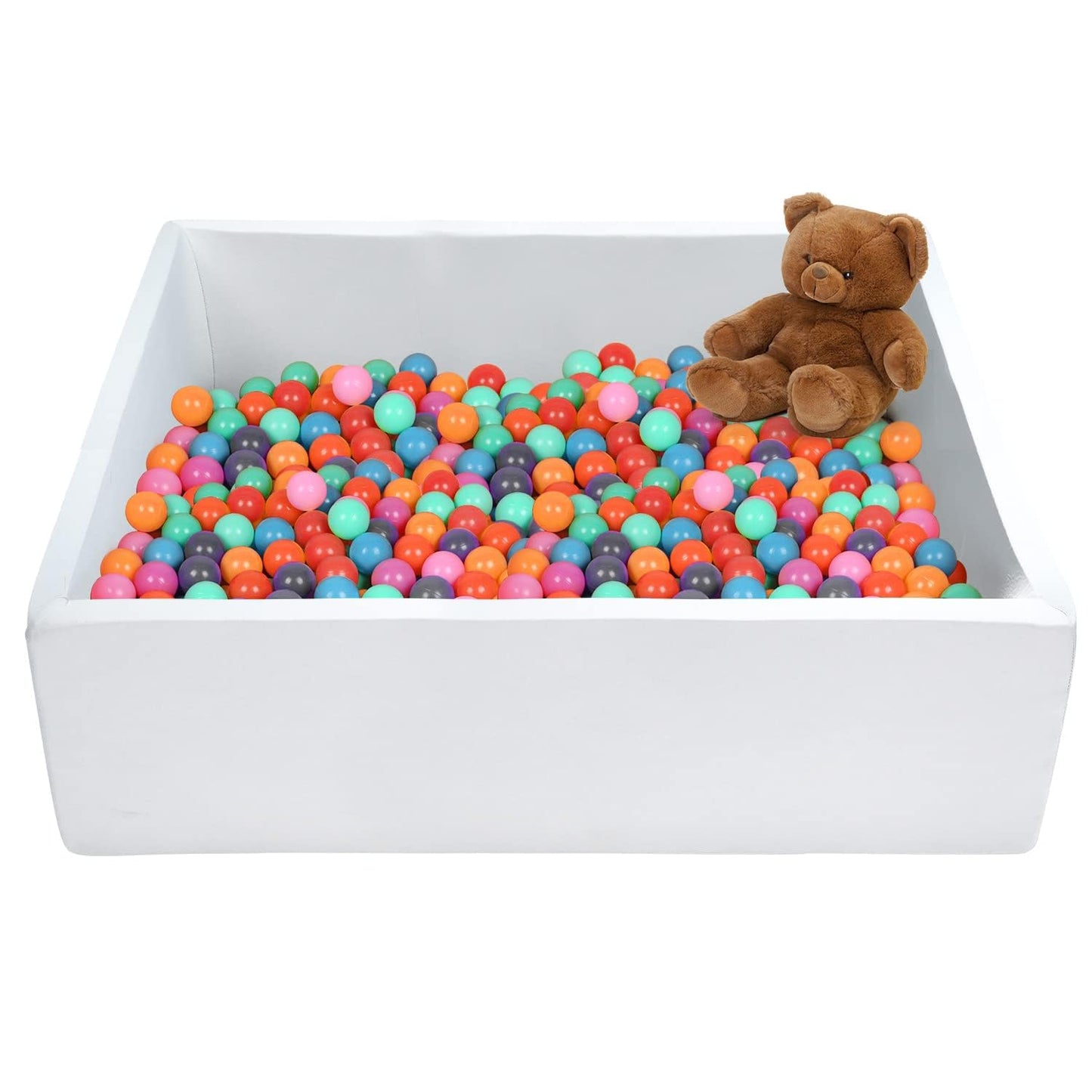 TRENDBOX Extra Large Ball Pit 47.2 x 47.2 x 13.8 in | Memory Foam Play Space for Toddlers – White (Balls NOT Included)