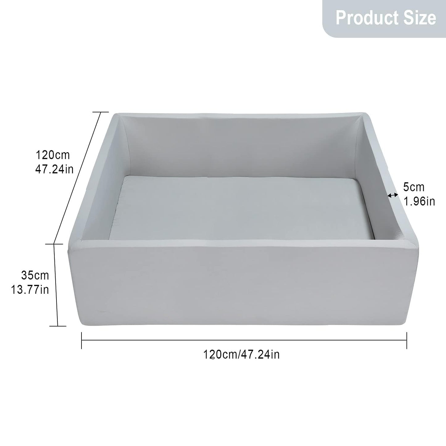 TRENDBOX Extra Large Ball Pit – 47.2 x 47.2 x 13.8 in Memory Foam Play Space for Toddlers (Balls Not Included)