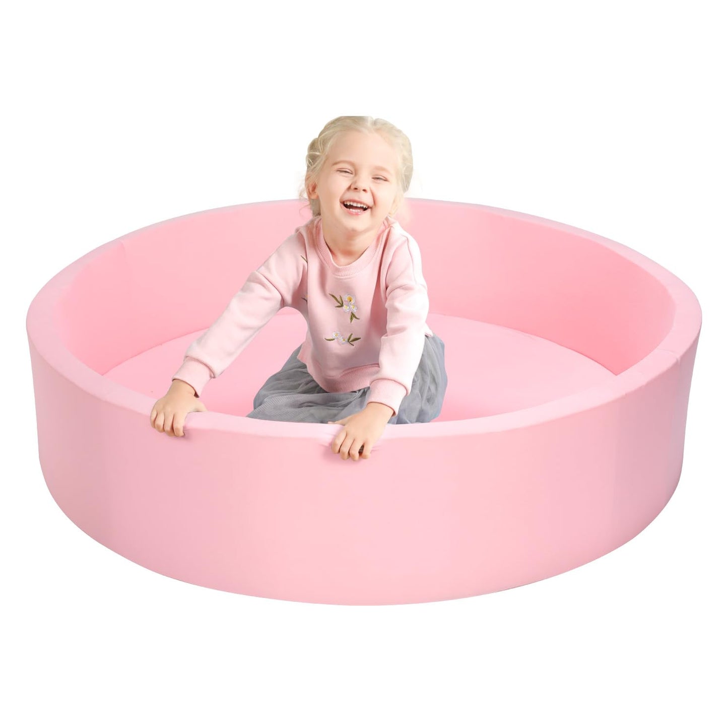 TRENDBOX Extra Large Soft Foam Ball Pit 51.2 x 11.8 in – Light Pink (NO Balls)